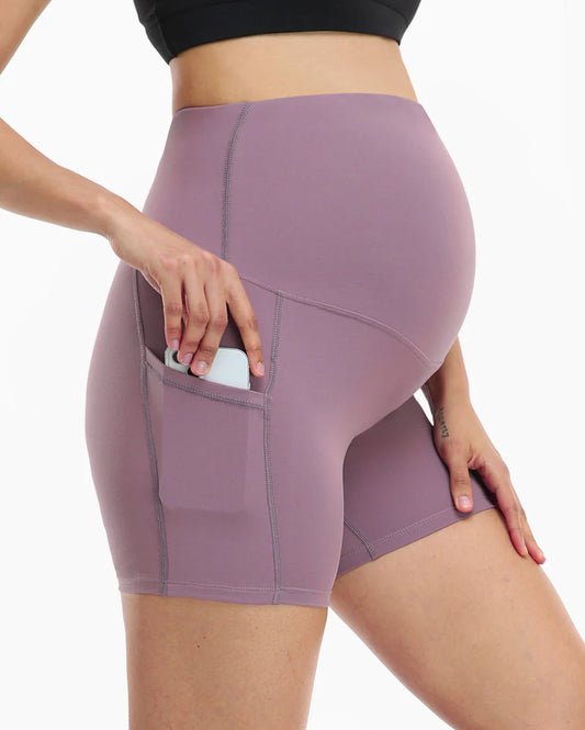 Maternity Shorts, Purple (Size Medium)