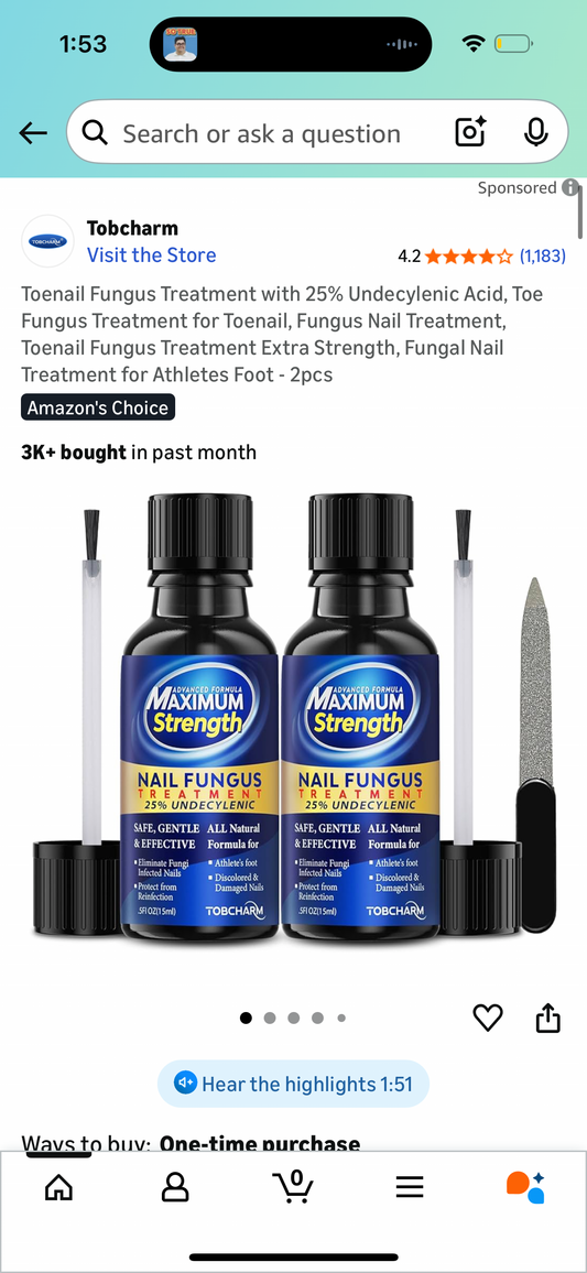 Toenail Fungus Treatment with 25% Undecylenic Acid, Toe Fungus Treatment for Toenail, Fungus Nail Treatment, Toenail Fungus Treatment Extra Strength, Fungal Nail Treatment for Athletes Foot - 2pcs