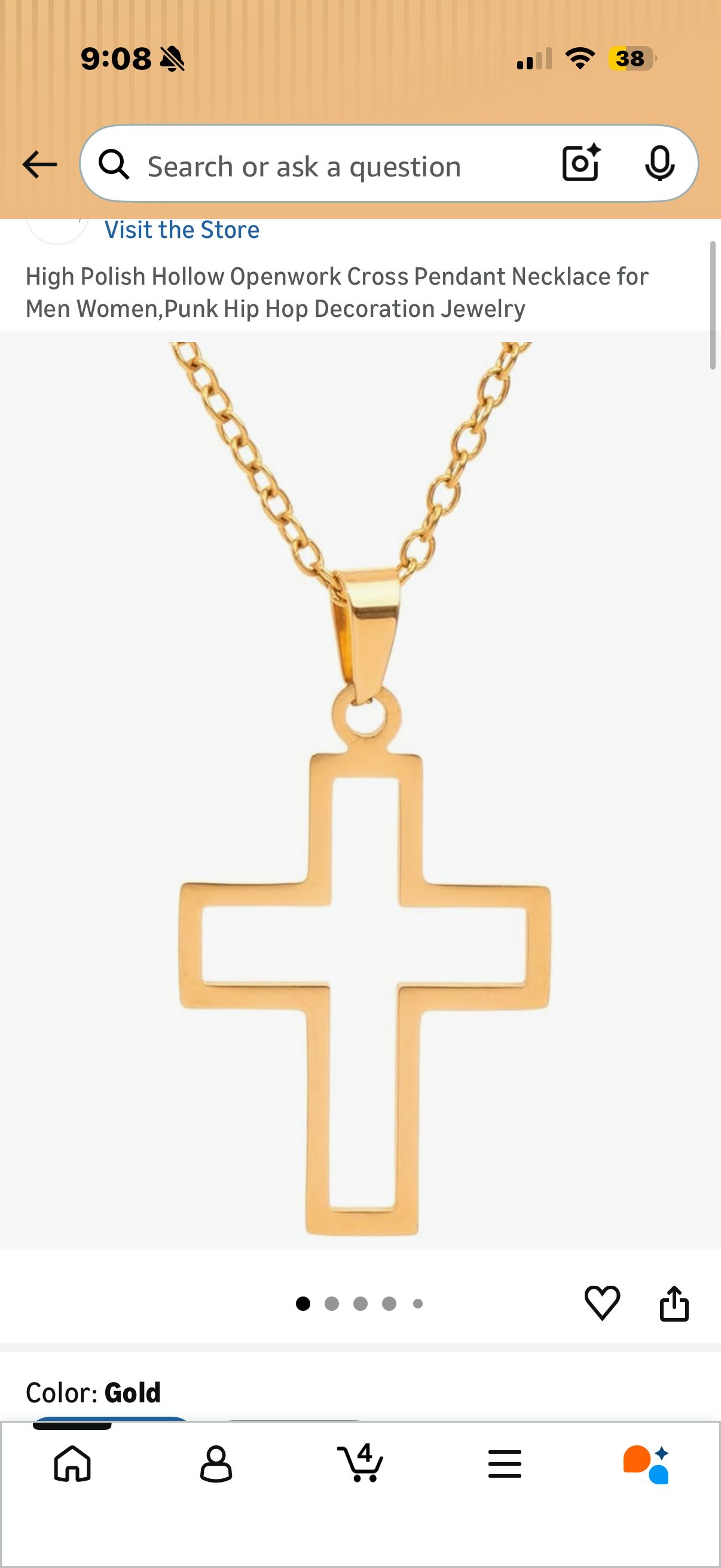 High Polish Hollow Openwork Cross Pendant Necklace for Men Women,Punk Hip Hop Decoration Jewelry