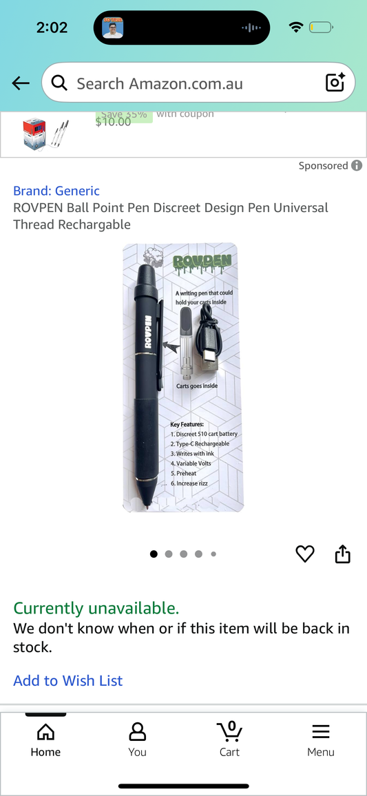 ROVPEN Ball Point Pen Discreet Design Pen Universal Thread Rechargable