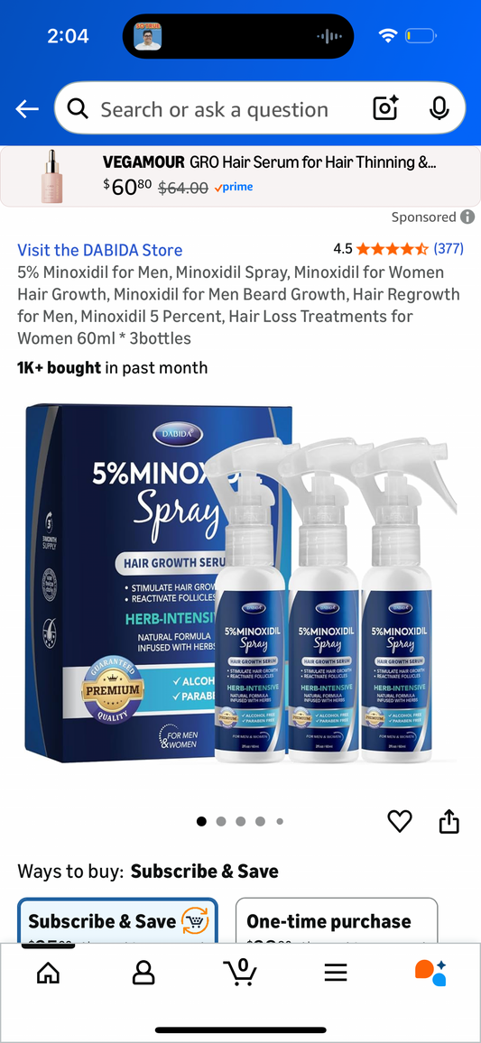 5% Minoxidil for Men, Minoxidil Spray, Minoxidil for Women Hair Growth, Minoxidil for Men Beard Growth, Hair Regrowth for Men, Minoxidil 5 Percent, Hair Loss Treatments for Women 60ml * 3bottles