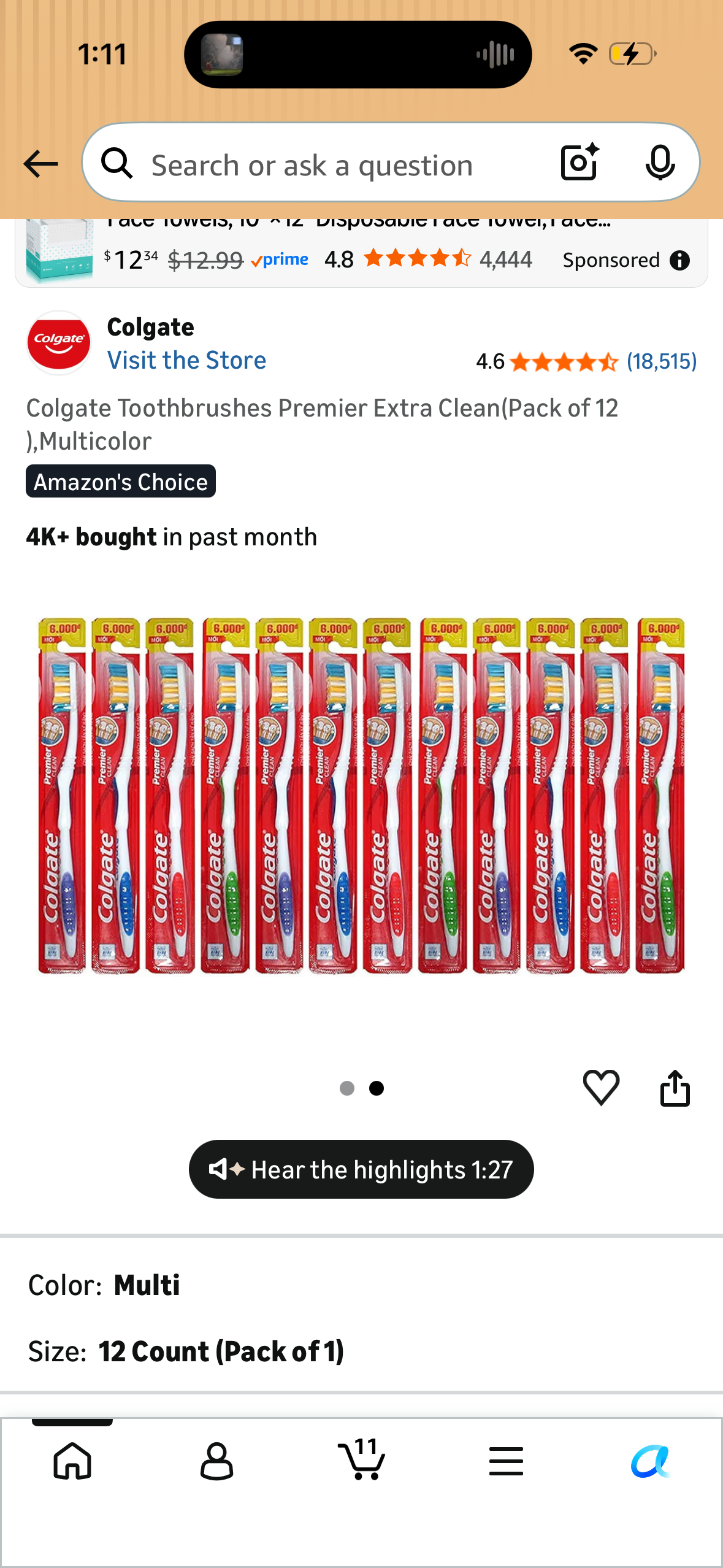 Colgate Toothbrushes Premier Extra Clean(Pack of 12 ),Multicolor