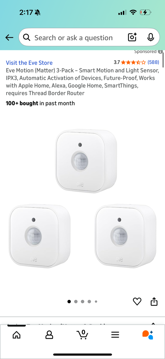 Eve Motion (Matter) 3-Pack – Smart Motion and Light Sensor, IPX3, Automatic Activation of Devices, Future-Proof, Works with Apple Home, Alexa, Google Home, SmartThings, requires Thread Border Router