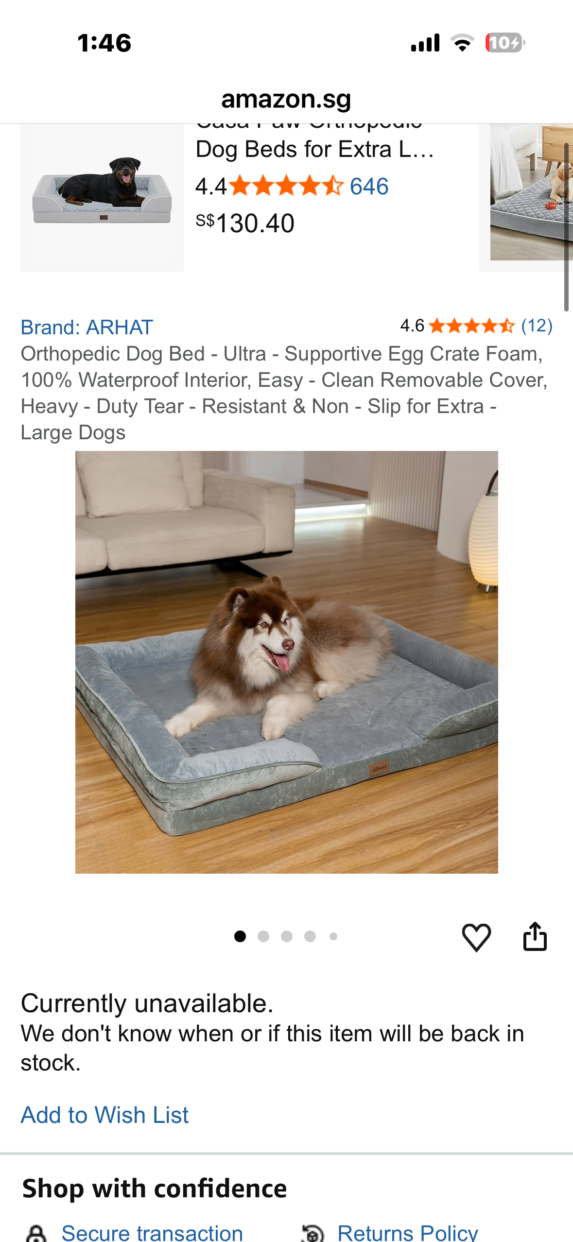 ARHAT Orthopedic Dog Bed - Ultra - Supportive Egg Crate Foam, 100% Waterproof Interior, Easy Clean Removable Cover, Heavy Duty Tear Resistant & Non - Slip for Large Dogs