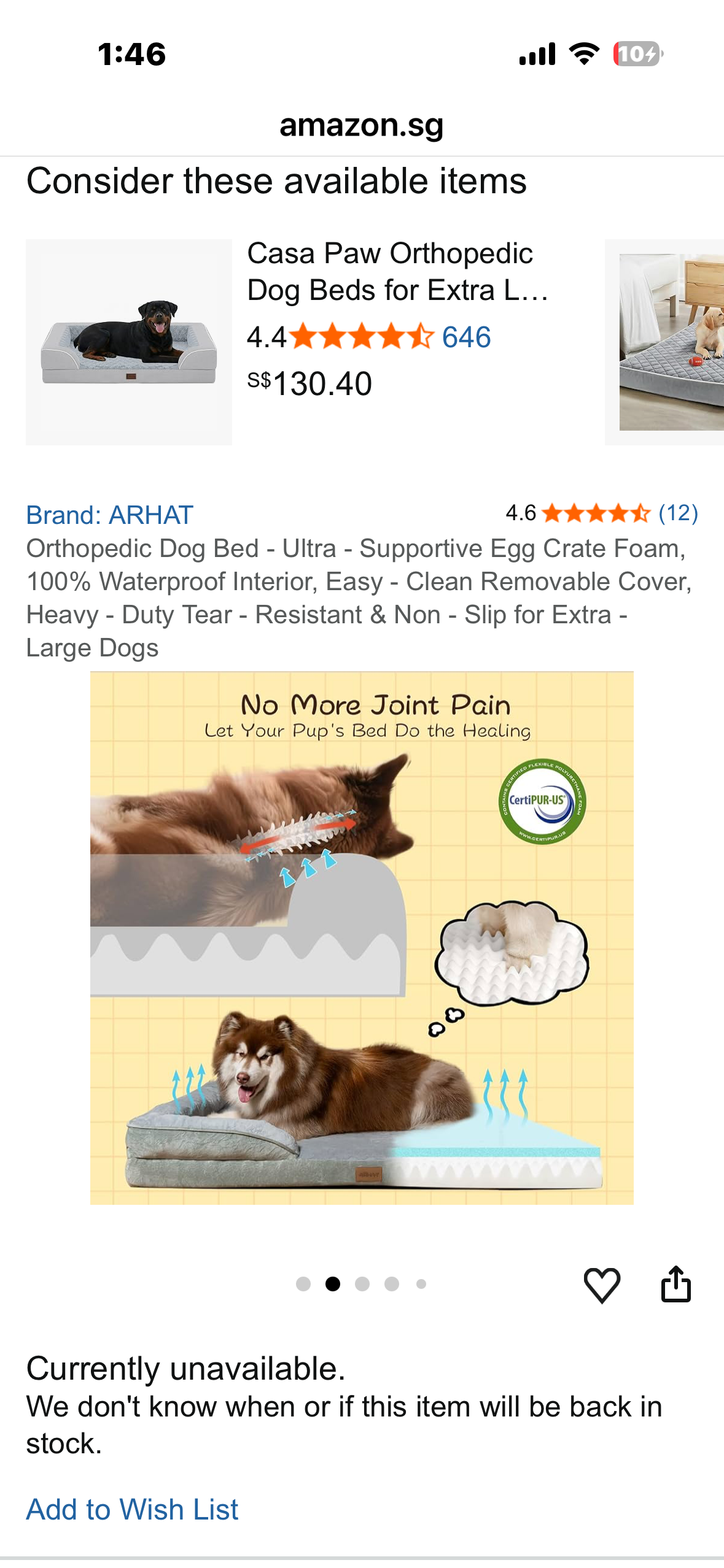 ARHAT Orthopedic Dog Bed - Ultra - Supportive Egg Crate Foam, 100% Waterproof Interior, Easy Clean Removable Cover, Heavy Duty Tear Resistant & Non - Slip for Large Dogs
