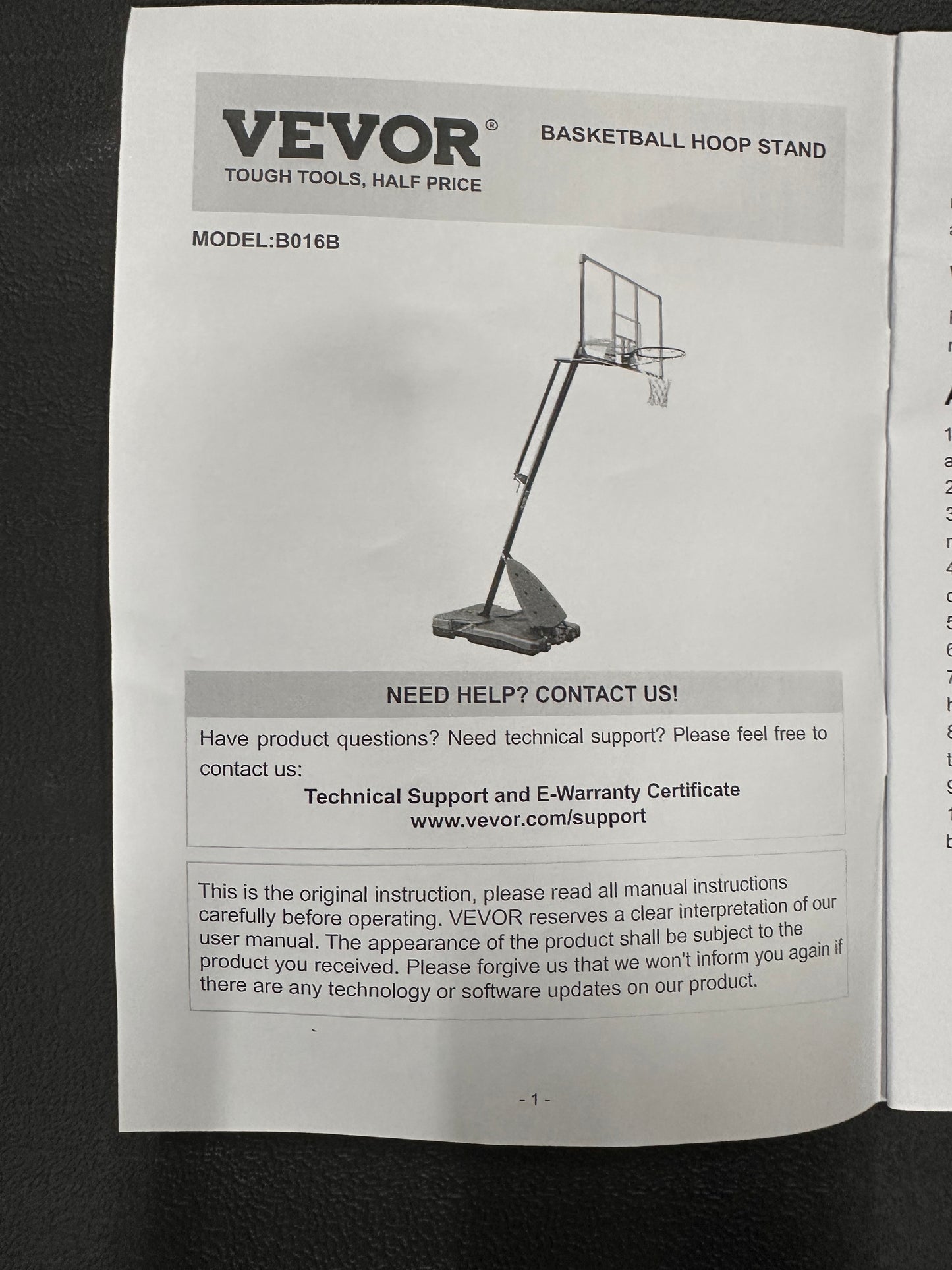 VEVOR Basketball Hoop/Rim, Adjustable Height Portable Backboard, Mobile Stand with Wheels Weighted Base, Youth&Adults, Outdoor/Indoor (W509)