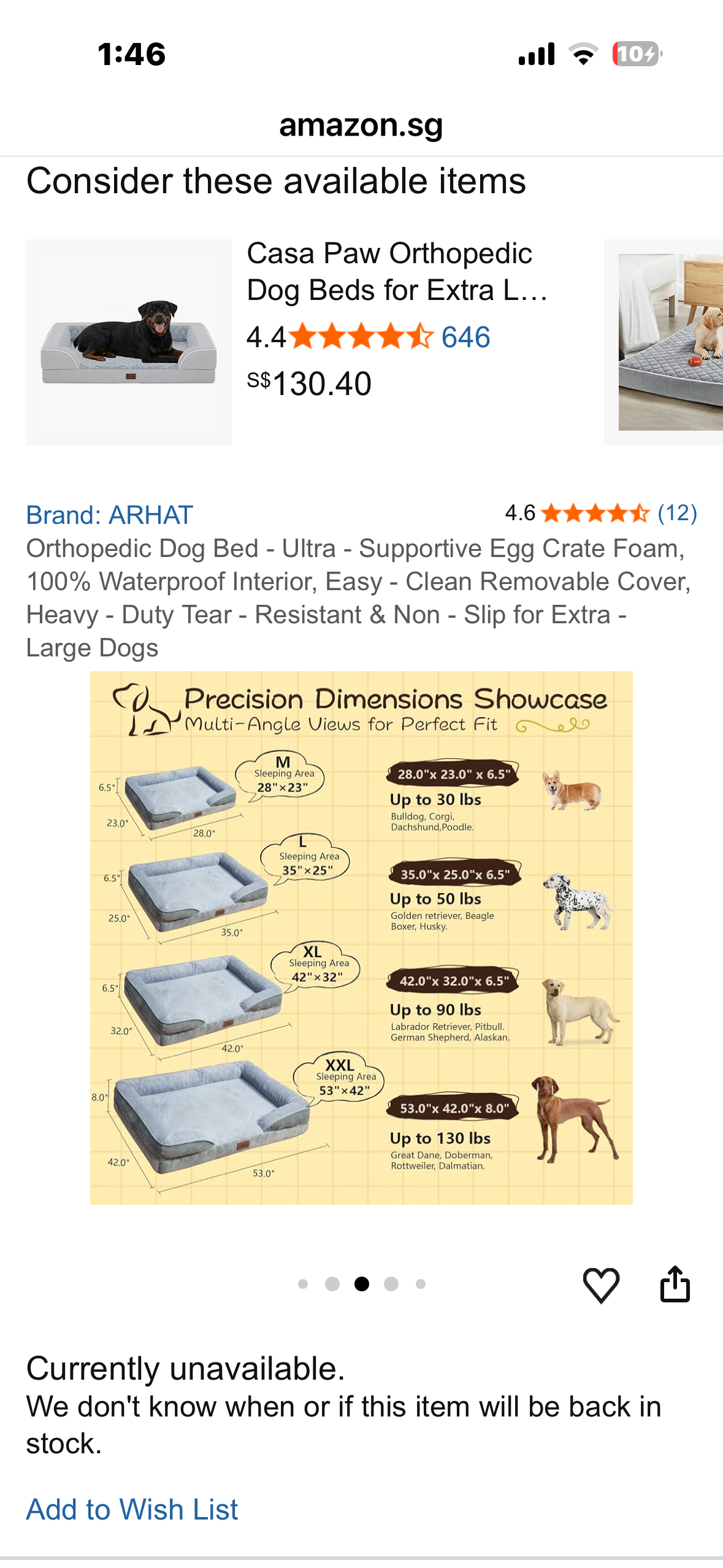 ARHAT Orthopedic Dog Bed - Ultra - Supportive Egg Crate Foam, 100% Waterproof Interior, Easy Clean Removable Cover, Heavy Duty Tear Resistant & Non - Slip for Large Dogs