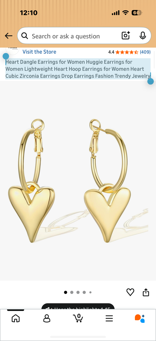 Heart Dangle Earrings for Women Huggie Earrings for Women Lightweight Heart Hoop Earrings for Women Heart Cubic Zirconia Earrings Drop Earrings Fashion Trendy Jewelry