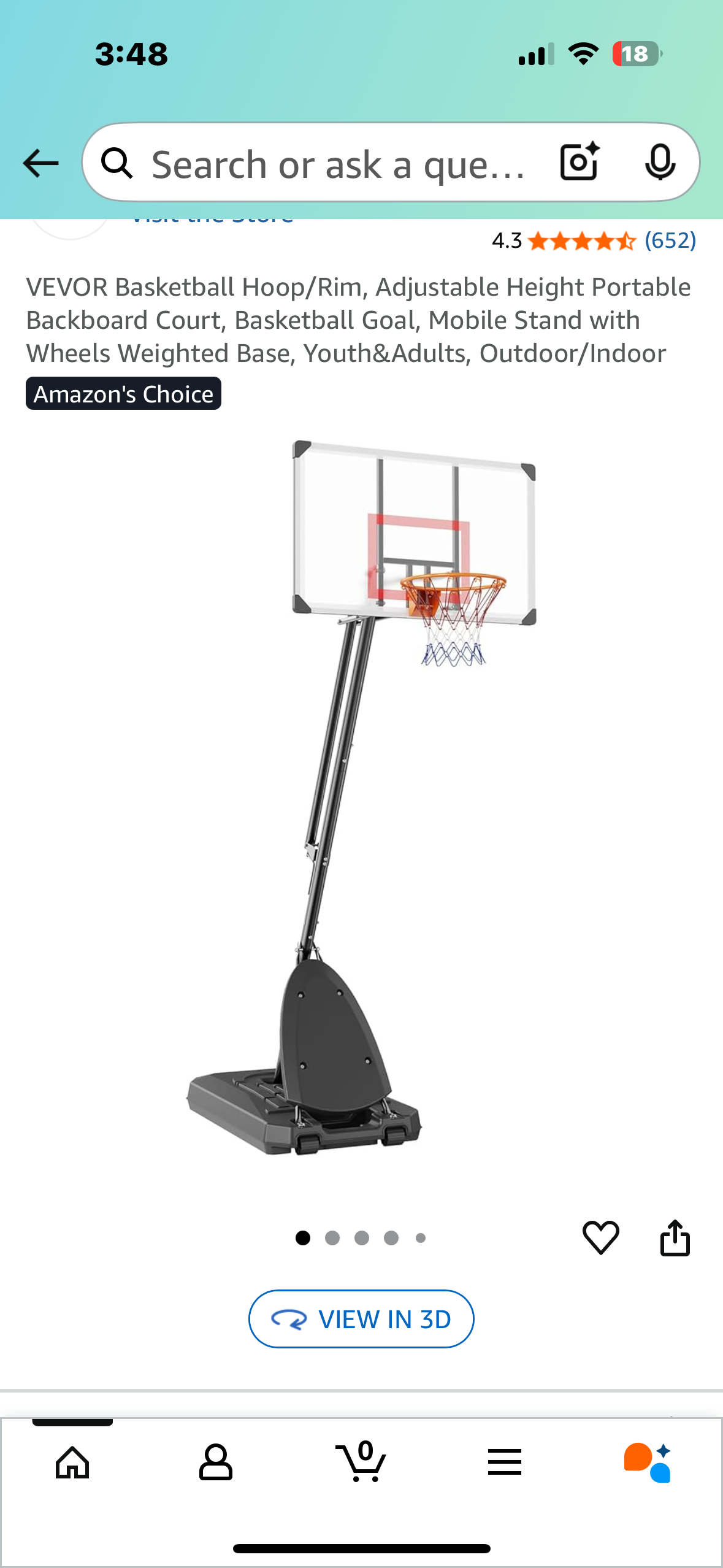 VEVOR Basketball Hoop/Rim, Adjustable Height Portable Backboard, Mobile Stand with Wheels Weighted Base, Youth&Adults, Outdoor/Indoor (W509)