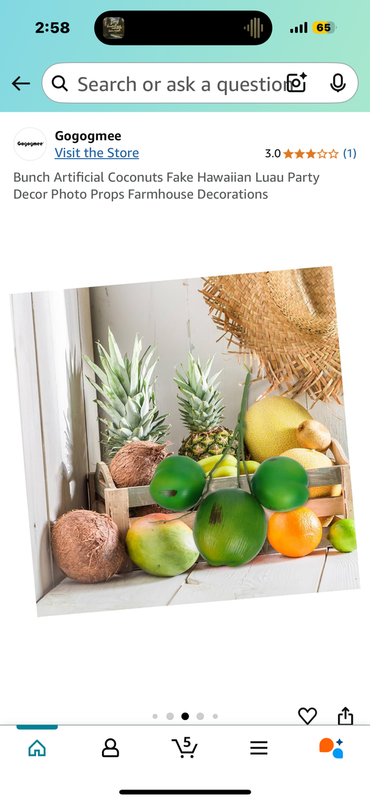 Bunch Artificial Coconuts Fake Hawaiian Luau Party Decor Photo Props Farmhouse Decorations