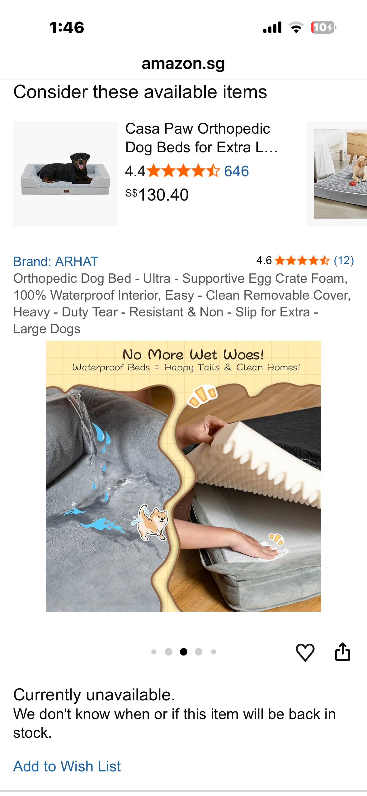 ARHAT Orthopedic Dog Bed - Ultra - Supportive Egg Crate Foam, 100% Waterproof Interior, Easy Clean Removable Cover, Heavy Duty Tear Resistant & Non - Slip for Large Dogs