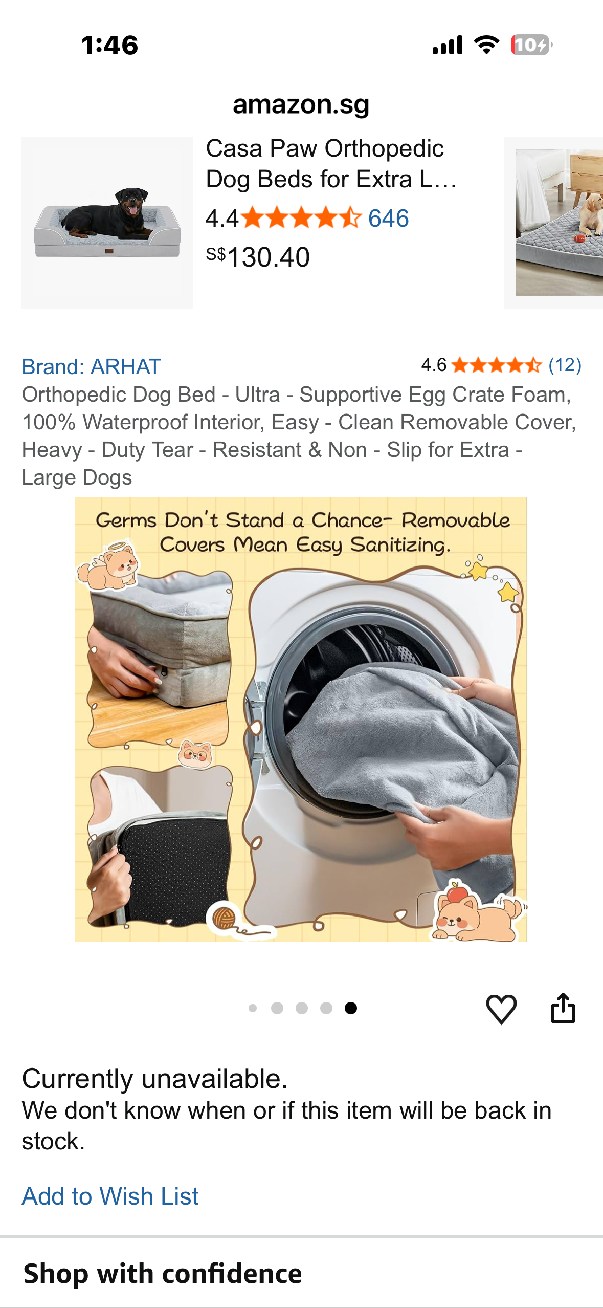 ARHAT Orthopedic Dog Bed - Ultra - Supportive Egg Crate Foam, 100% Waterproof Interior, Easy Clean Removable Cover, Heavy Duty Tear Resistant & Non - Slip for Large Dogs