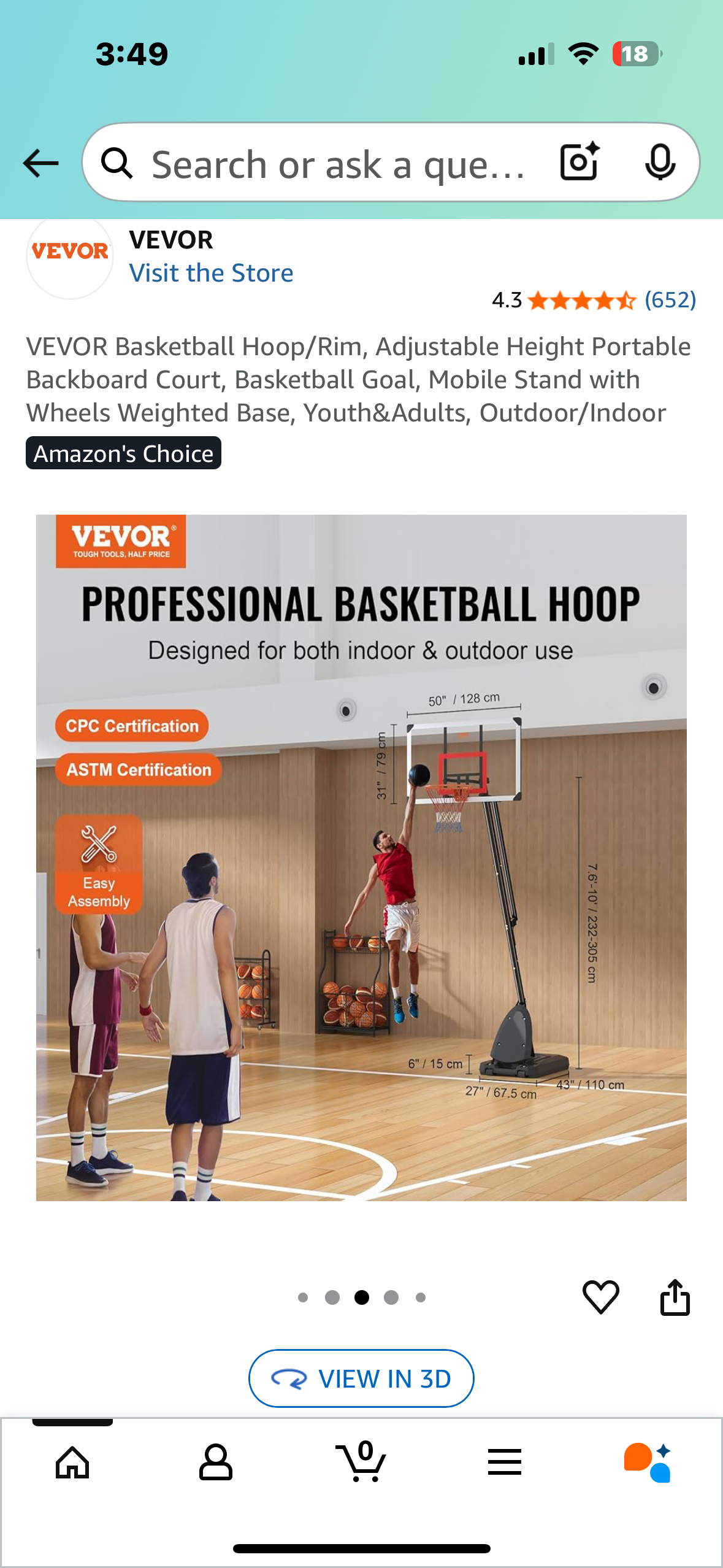 VEVOR Basketball Hoop/Rim, Adjustable Height Portable Backboard, Mobile Stand with Wheels Weighted Base, Youth&Adults, Outdoor/Indoor (W509)
