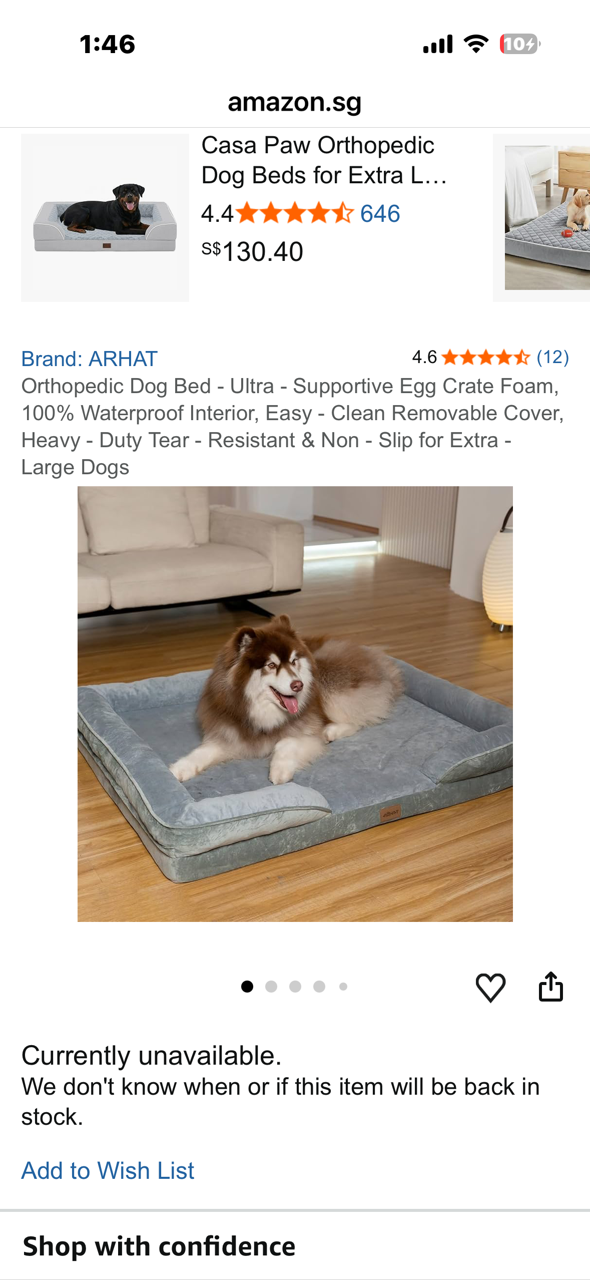 ARHAT Orthopedic Dog Bed - Ultra - Supportive Egg Crate Foam, 100% Waterproof Interior, Easy Clean Removable Cover, Heavy Duty Tear Resistant & Non - Slip for Large Dogs