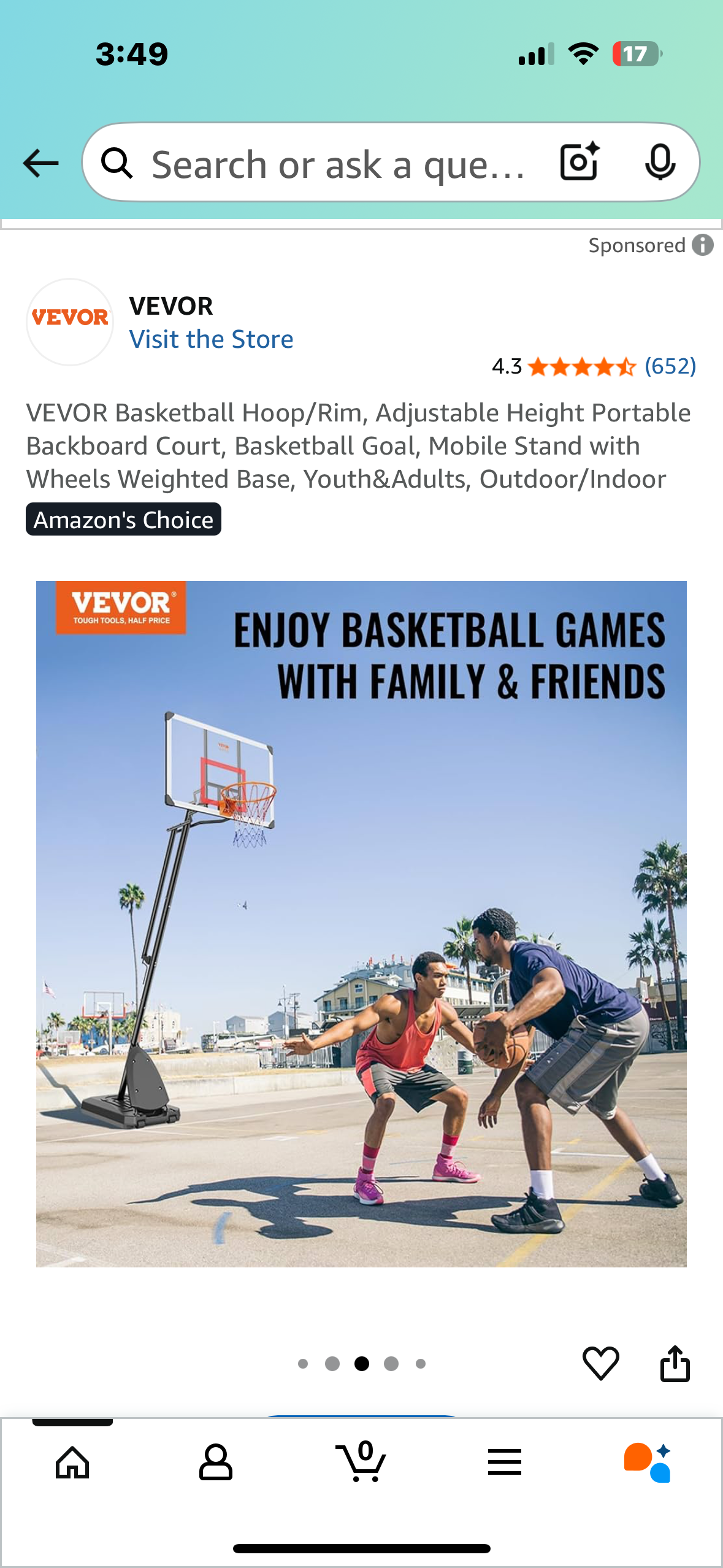 VEVOR Basketball Hoop/Rim, Adjustable Height Portable Backboard, Mobile Stand with Wheels Weighted Base, Youth&Adults, Outdoor/Indoor (W509)