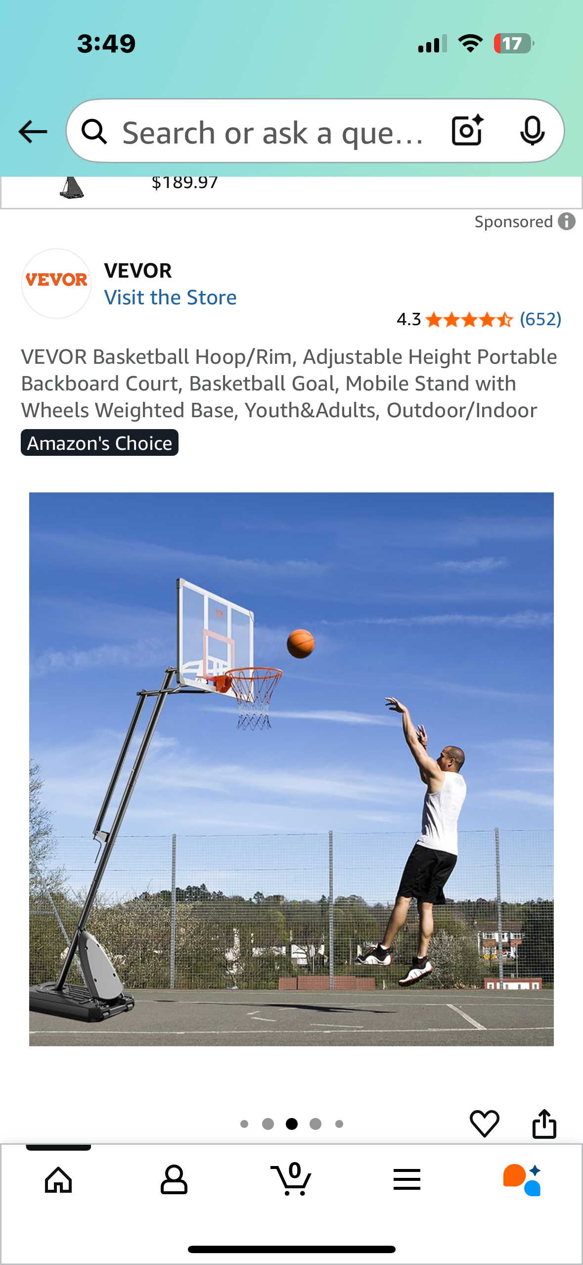 VEVOR Basketball Hoop/Rim, Adjustable Height Portable Backboard, Mobile Stand with Wheels Weighted Base, Youth&Adults, Outdoor/Indoor (W509)