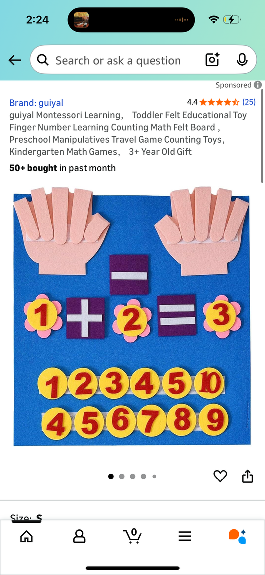 guiyal Montessori Learning， Toddler Felt Educational Toy Finger Number Learning Counting Math Felt Board ，Preschool Manipulatives Travel Game Counting Toys，Kindergarten Math Games， 3+ Year Old Gift