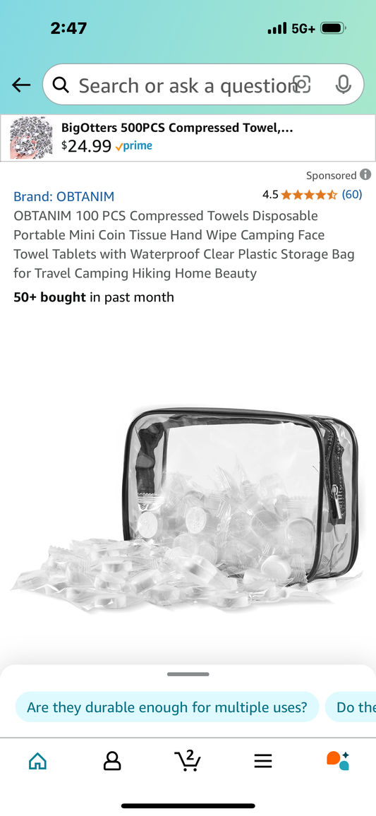 OBTANIM 100 PCS Compressed Towels Disposable Portable Mini Coin Tissue Hand Wipe Camping Face Towel Tablets with Waterproof Clear Plastic Storage Bag for Travel Camping Hiking Home Beauty