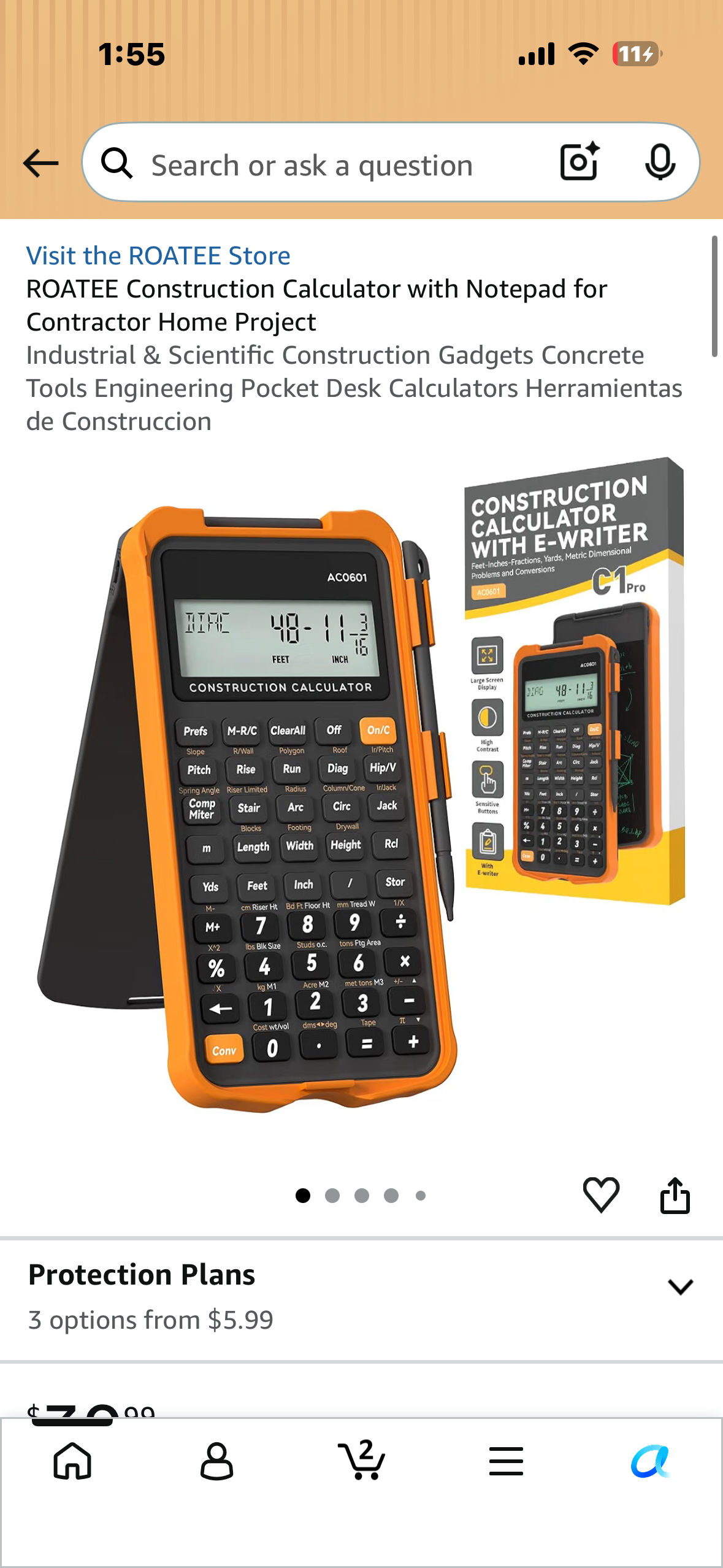 ROATEE Construction Calculator with Notepad, for Contractors, Home Projects, Industrial & Scientific Construction, Engineering Pocket Calculator