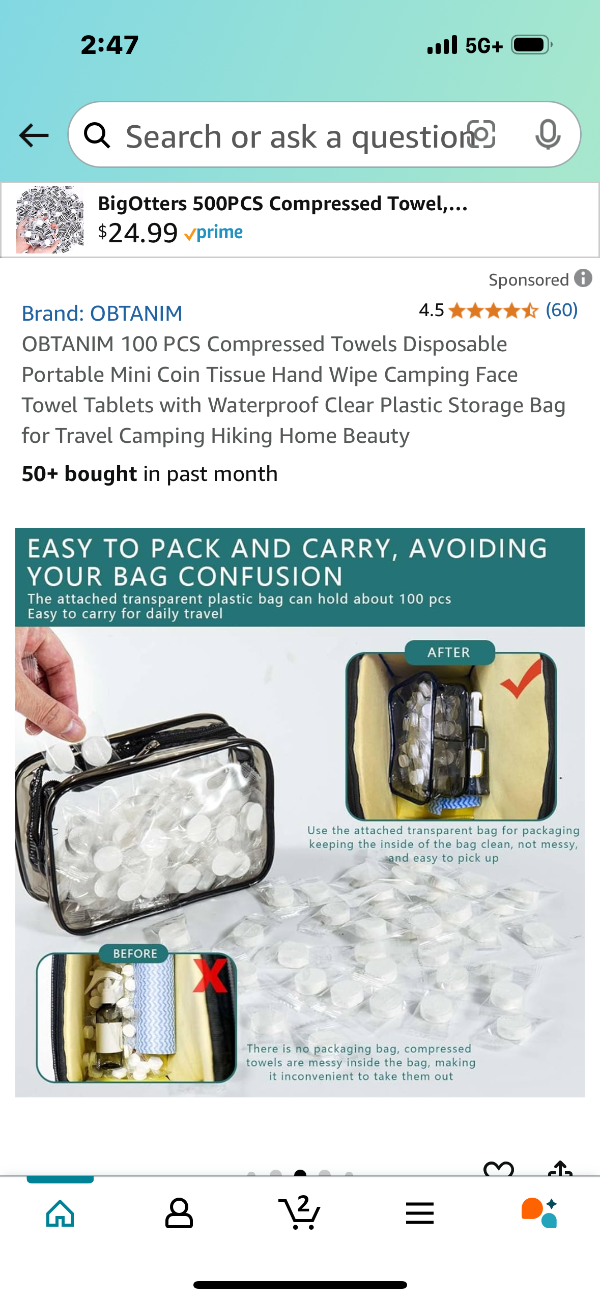OBTANIM 100 PCS Compressed Towels Disposable Portable Mini Coin Tissue Hand Wipe Camping Face Towel Tablets with Waterproof Clear Plastic Storage Bag for Travel Camping Hiking Home Beauty