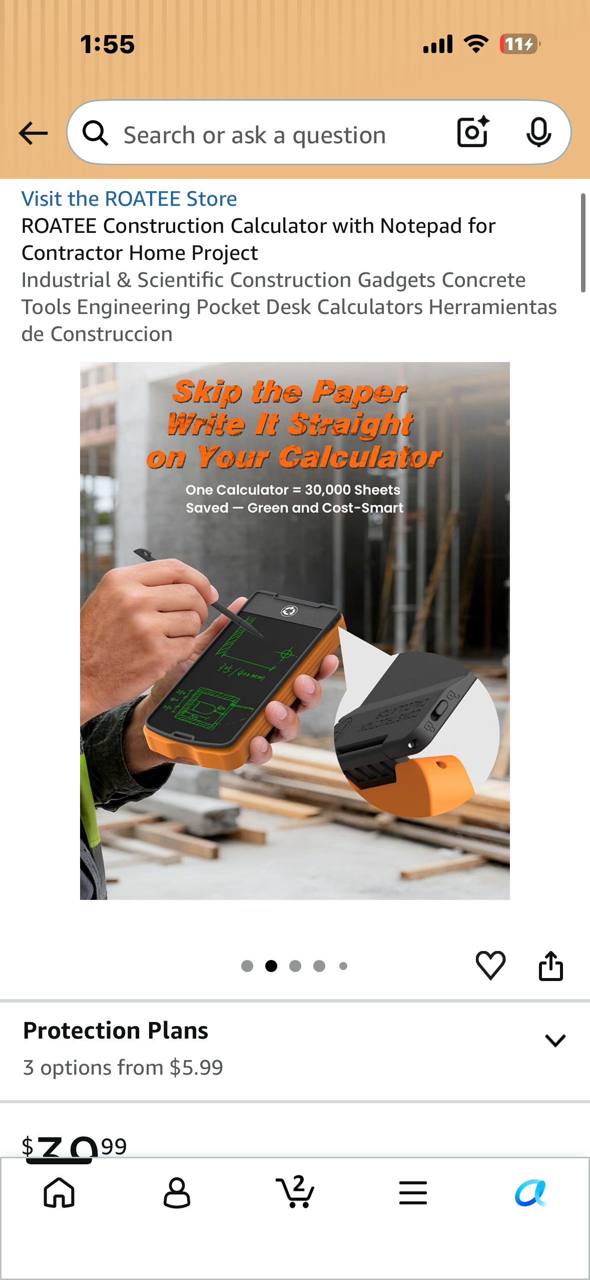 ROATEE Construction Calculator with Notepad, for Contractors, Home Projects, Industrial & Scientific Construction, Engineering Pocket Calculator