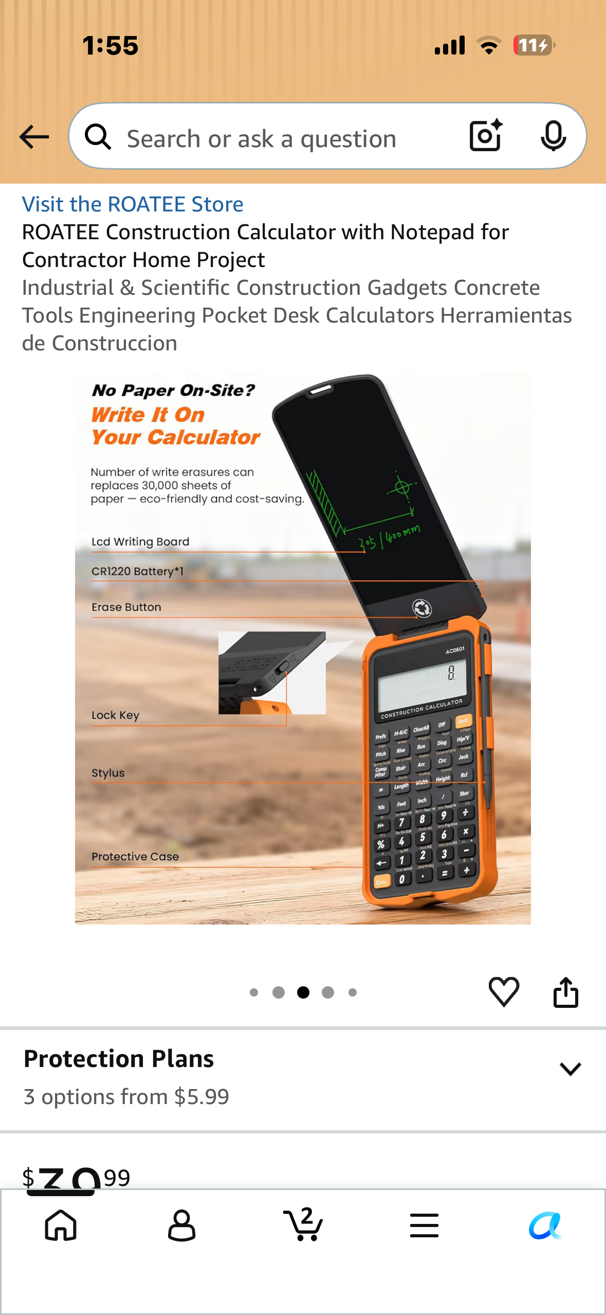 ROATEE Construction Calculator with Notepad, for Contractors, Home Projects, Industrial & Scientific Construction, Engineering Pocket Calculator
