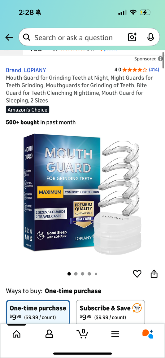 Mouth Guard for Grinding Teeth at Night, Night Guards for Teeth Grinding, Mouthguards for Grinding of Teeth, Bite Guard for Teeth Clenching Nighttime, Mouth Guard for Sleeping, 2 Sizes
