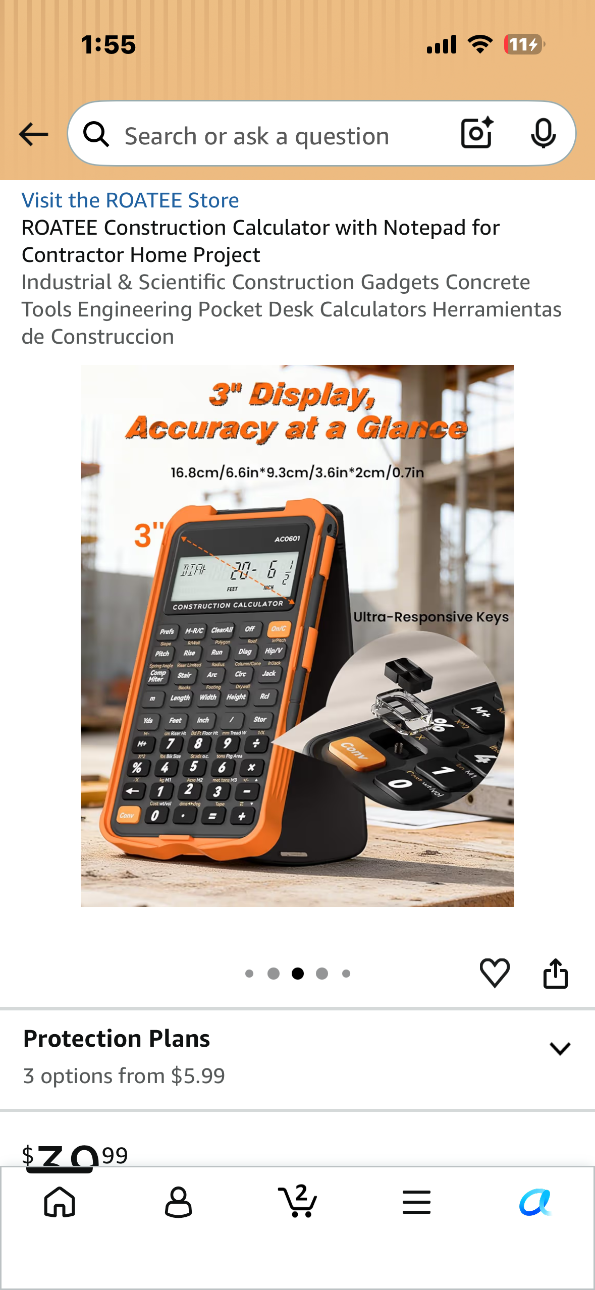 ROATEE Construction Calculator with Notepad, for Contractors, Home Projects, Industrial & Scientific Construction, Engineering Pocket Calculator