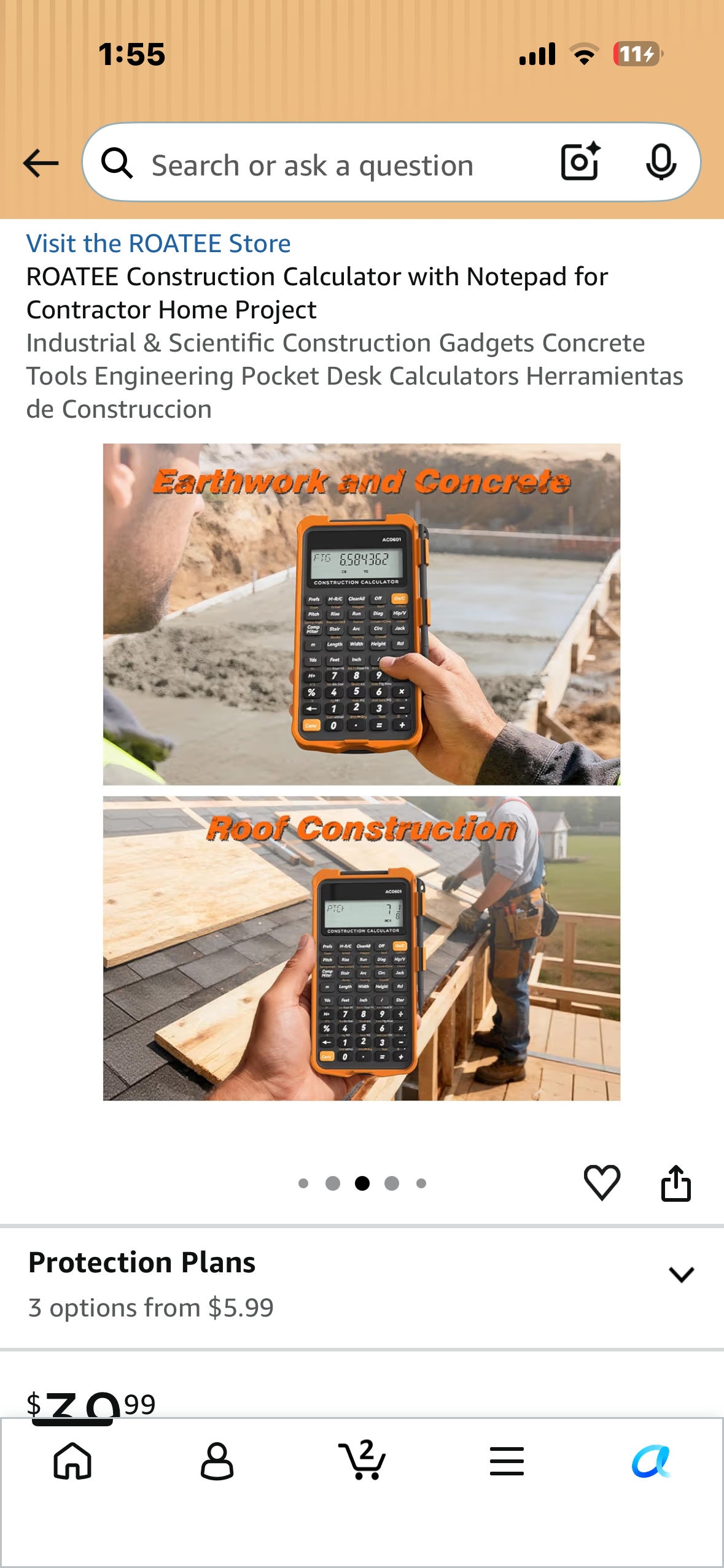 ROATEE Construction Calculator with Notepad, for Contractors, Home Projects, Industrial & Scientific Construction, Engineering Pocket Calculator