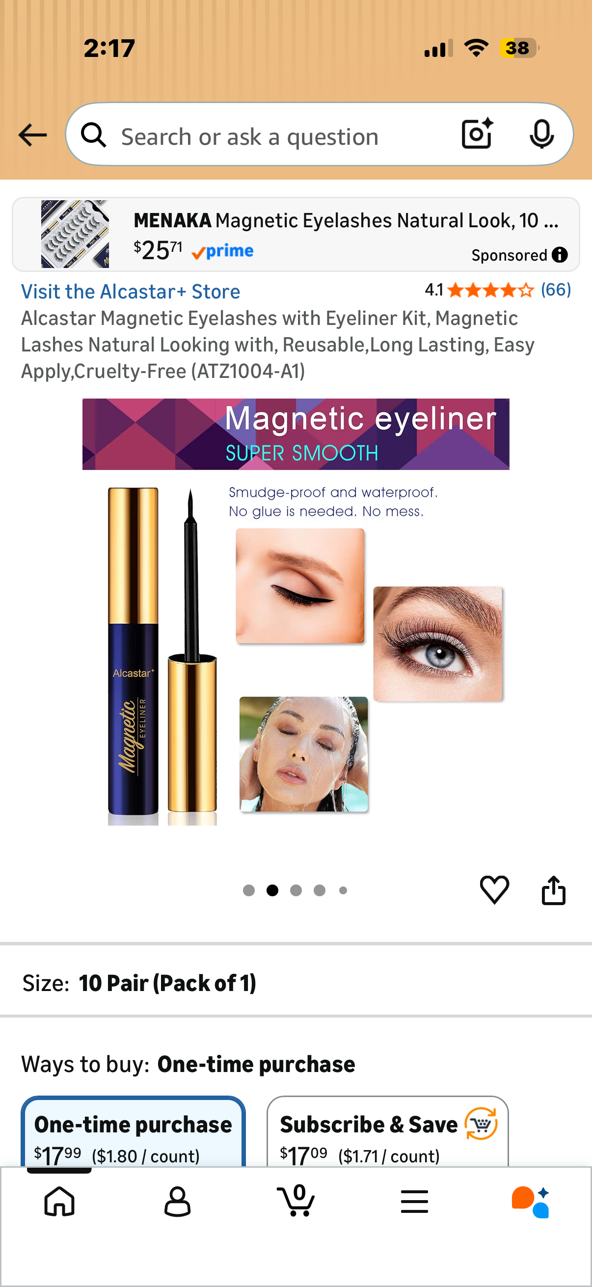 Alcastar Magnetic Eyelashes with Eyeliner Kit, Magnetic Lashes Natural Looking with, Reusable,Long Lasting, Easy Apply,Cruelty-Free (ATZ1004-A1)