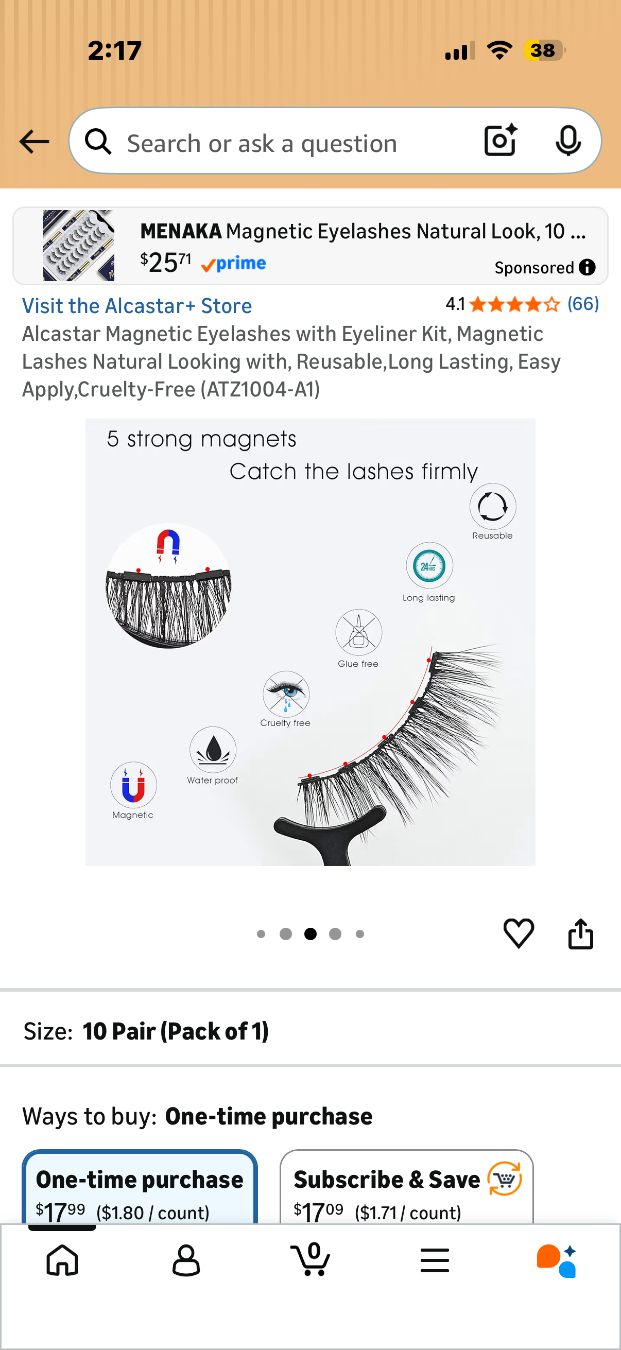 Alcastar Magnetic Eyelashes with Eyeliner Kit, Magnetic Lashes Natural Looking with, Reusable,Long Lasting, Easy Apply,Cruelty-Free (ATZ1004-A1)