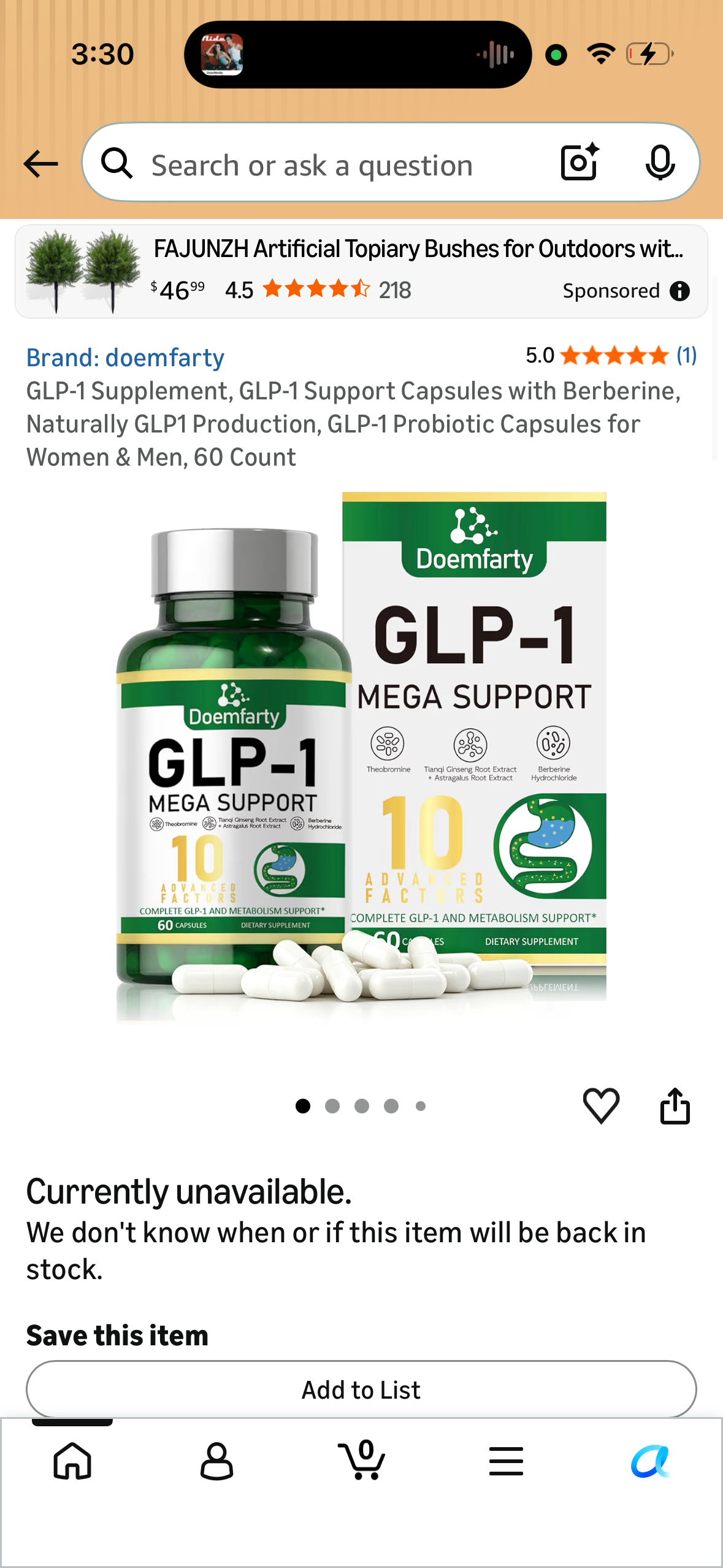 GLP-1 Supplement, GLP-1 Support Capsules with Berberine, Naturally GLP1 Production, GLP-1 Probiotic Capsules for Women & Men, 60 Count