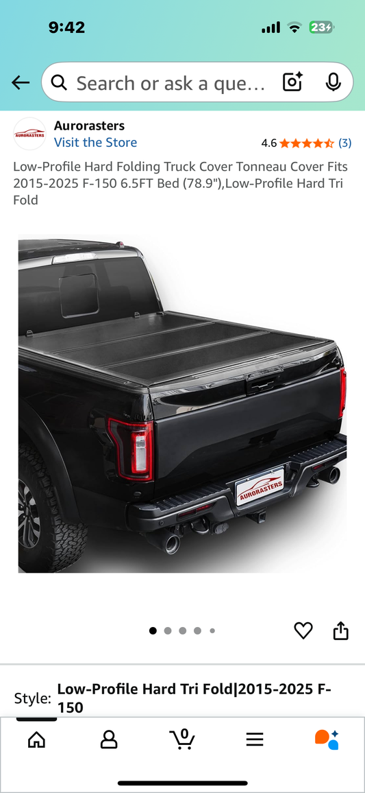 Low-Profile Hard Folding Truck Cover Tonneau Cover Fits 2015-2025 F-150 6.5FT Bed (78.9"), Low-Profile Hard Tri Fold (G864)