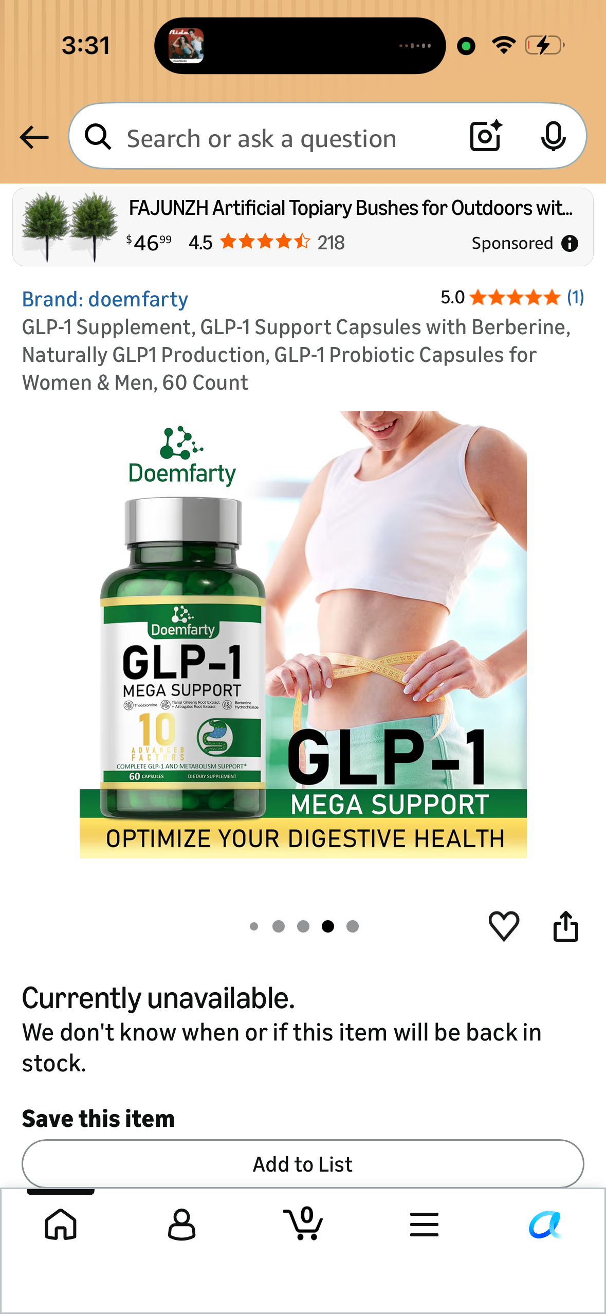 GLP-1 Supplement, GLP-1 Support Capsules with Berberine, Naturally GLP1 Production, GLP-1 Probiotic Capsules for Women & Men, 60 Count
