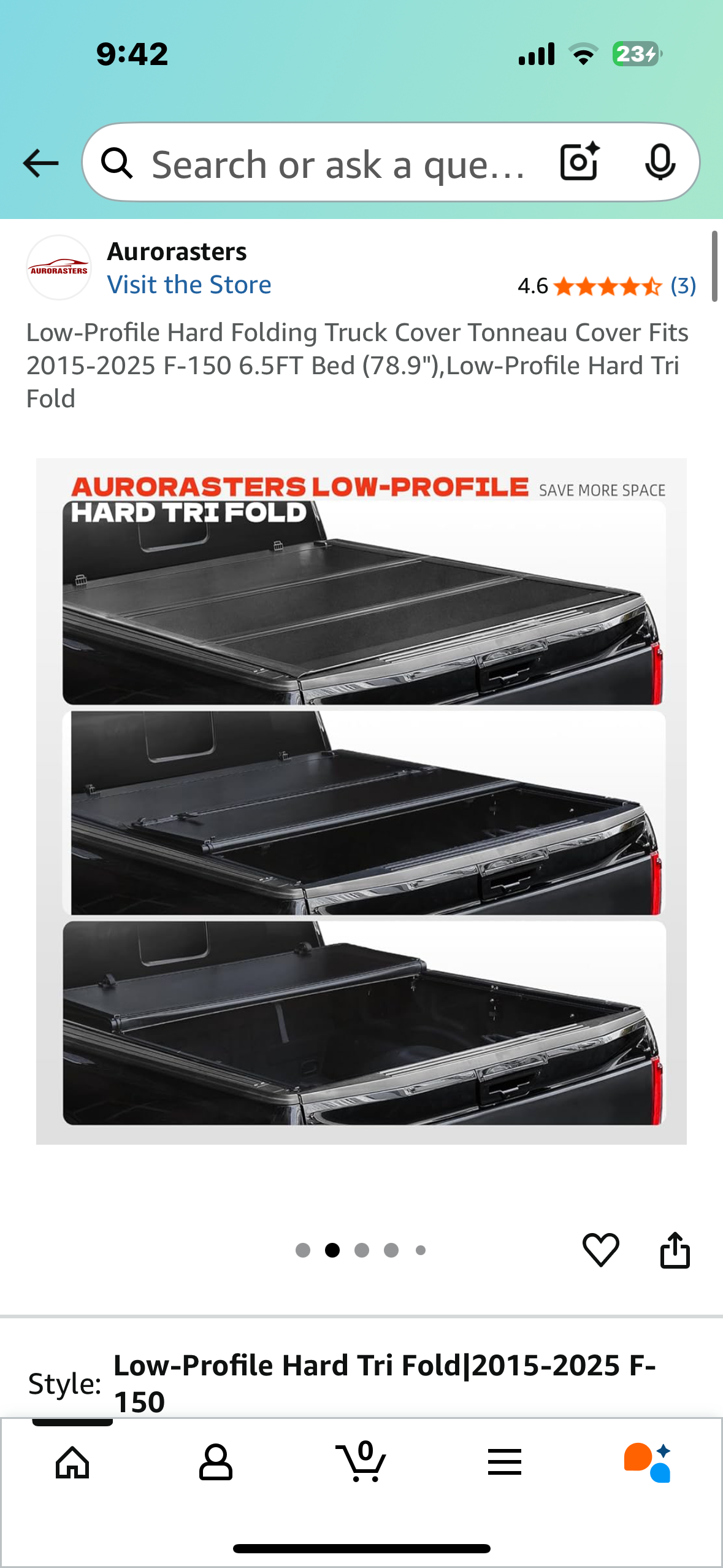 Low-Profile Hard Folding Truck Cover Tonneau Cover Fits 2015-2025 F-150 6.5FT Bed (78.9"), Low-Profile Hard Tri Fold (G864)