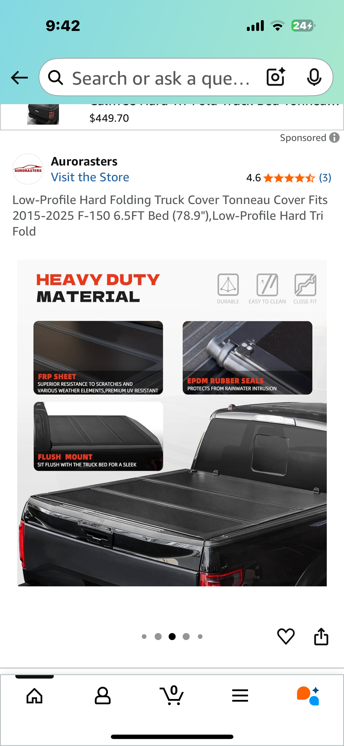 Low-Profile Hard Folding Truck Cover Tonneau Cover Fits 2015-2025 F-150 6.5FT Bed (78.9"), Low-Profile Hard Tri Fold (G864)