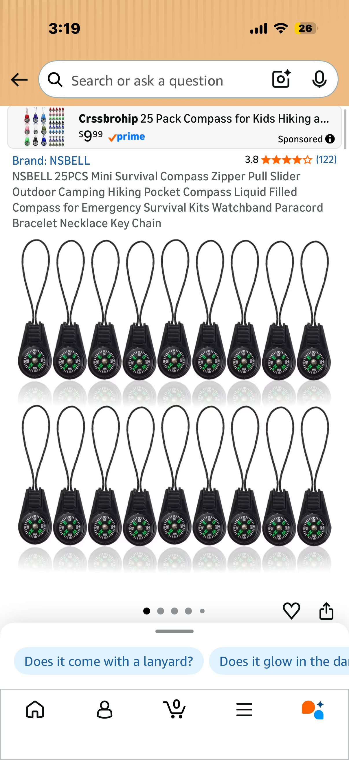 NSBELL 25PCS Mini Survival Compass Zipper Pull Slider Outdoor Camping Hiking Pocket Compass Liquid Filled Compass for Emergency Survival Kits Watchband Paracord Bracelet Necklace Key Chain