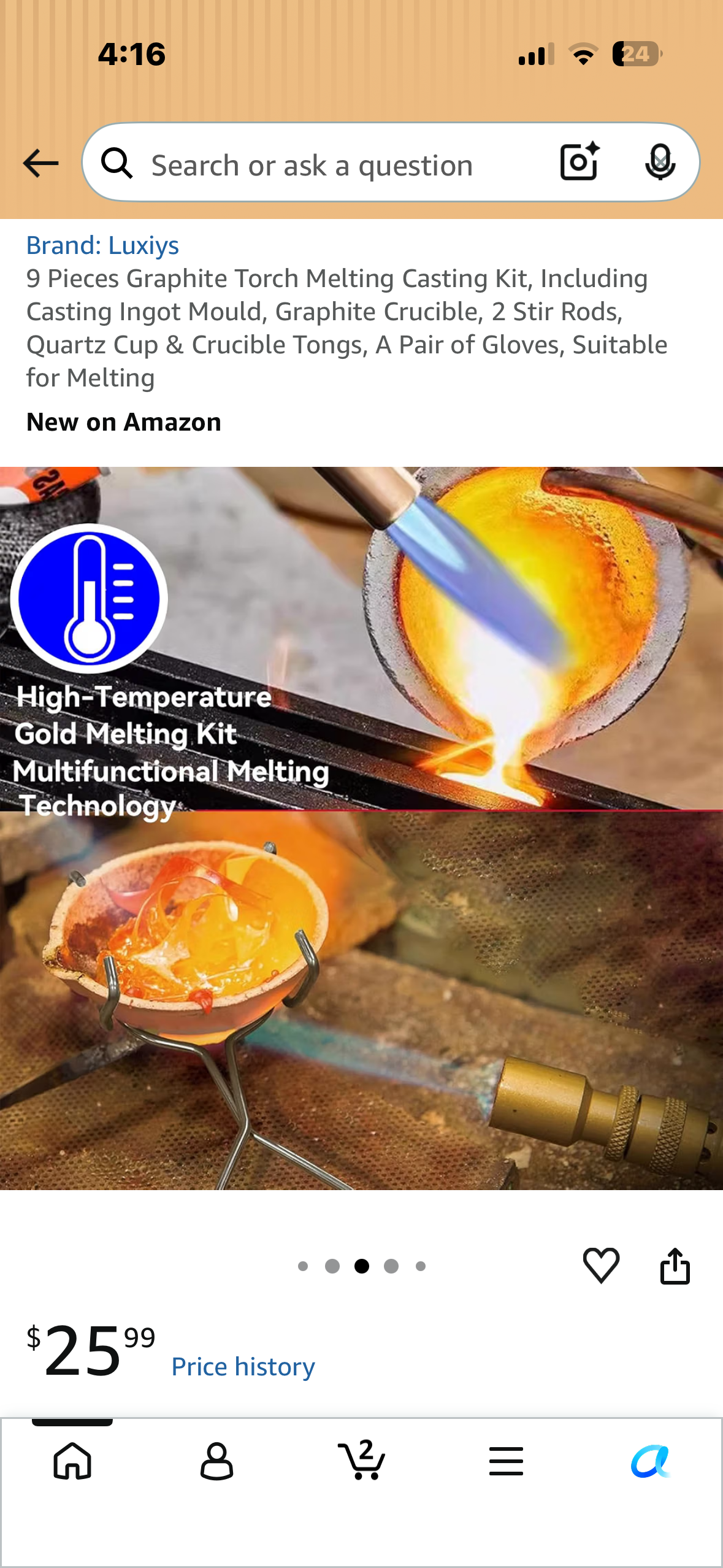 9 Piece Graphite Torch Melting, Casting Kit, Including Casting Ingot Mould, Graphite Crucible, 2 Stir Rods, Quartz Cup & Crucible Tongs, A Pair of Gloves, Suitable for Melting