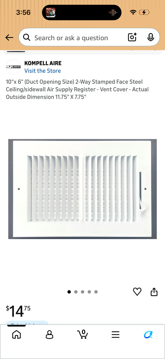 10"x 6" (Duct Opening Size) 2-Way Stamped Face Steel Ceiling/sidewall Air Supply Register - Vent Cover - Actual Outside Dimension 11.75" X 7.75"