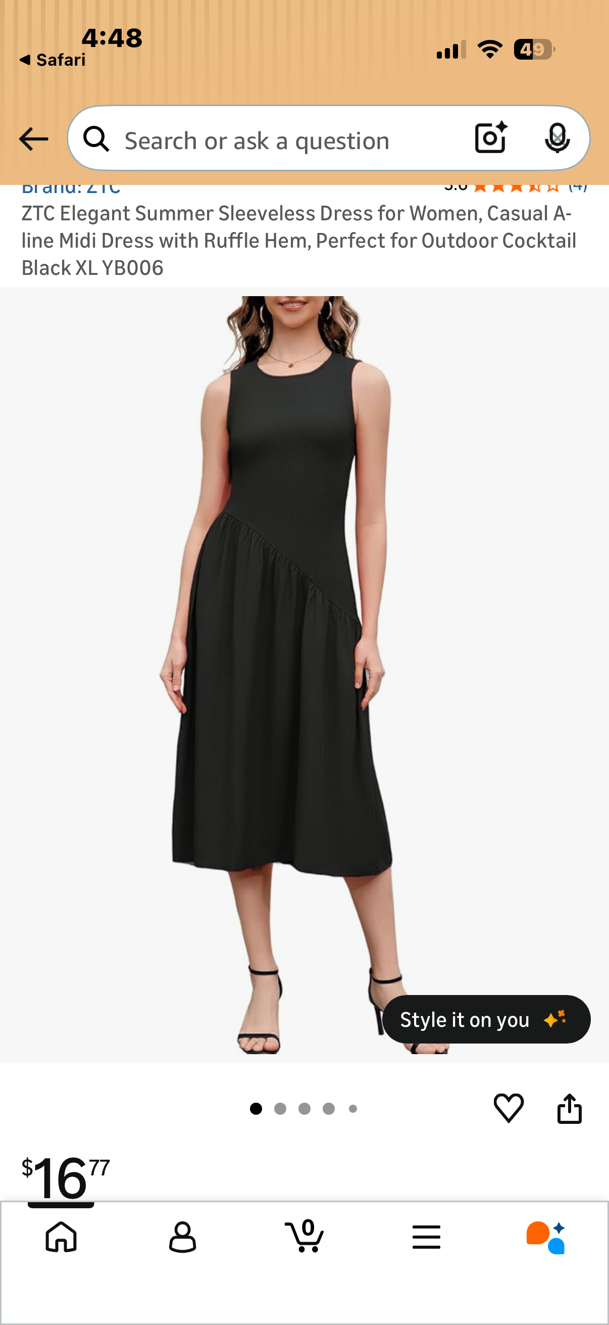 ZTC Elegant Summer Sleeveless Dress for Women, Casual A-line Midi Dress with Ruffle Hem, Perfect for Outdoor Cocktail (Size Large)RED