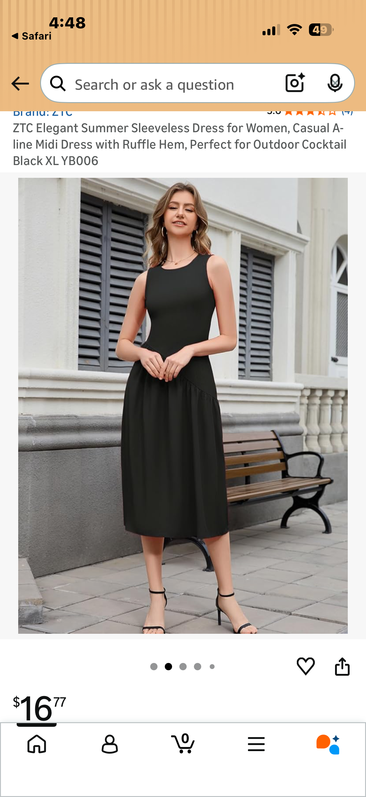 ZTC Elegant Summer Sleeveless Dress for Women, Casual A-line Midi Dress with Ruffle Hem, Perfect for Outdoor Cocktail (Size Large)RED