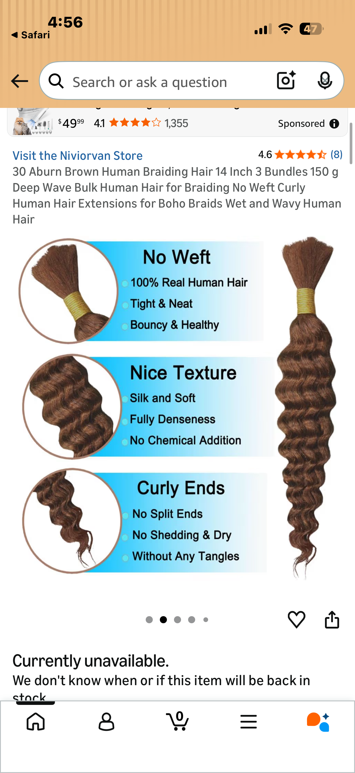 30 Aburn Brown Human Braiding Hair 14 Inch 3 Bundles 150 g Deep Wave Bulk Human Hair for Braiding No Weft Curly Human Hair Extensions for Boho Braids Wet and Wavy Human Hair