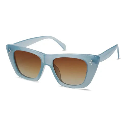 SOJOS Retro Trendy Cat Eye Polarized Sunglasses for Women Cute Stylish UV400 Sunnies SJ2199 (Light Blue/Brown)