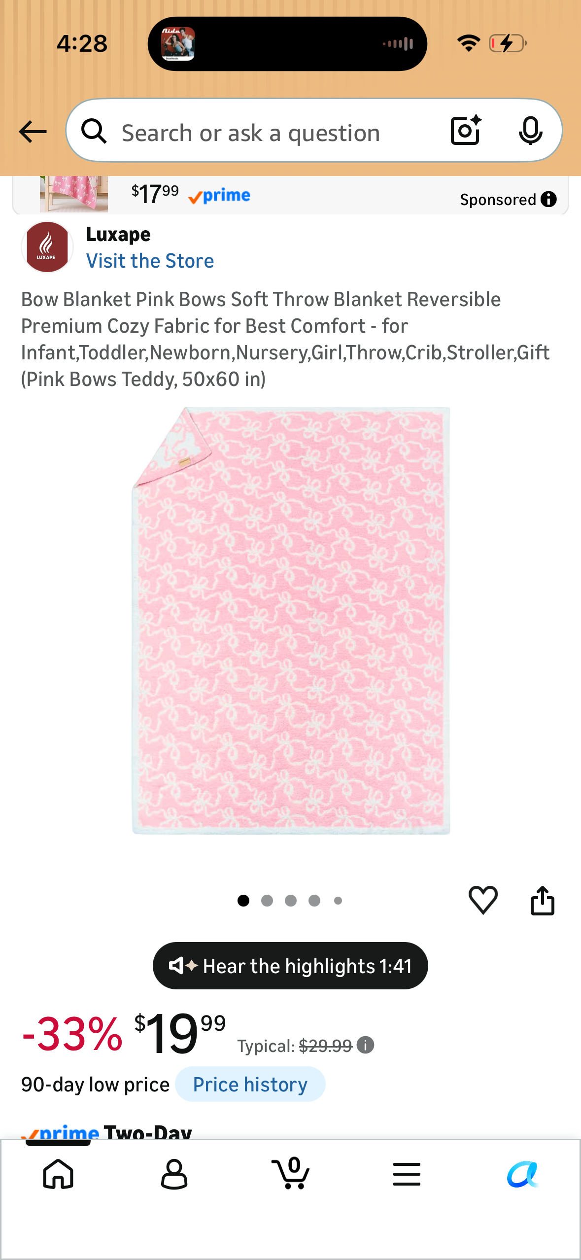 Bow Blanket Pink Bows Soft Throw Blanket Reversible Premium Cozy Fabric for Best Comfort - for Infant,Toddler,Newborn,Nursery,Girl,Throw,Crib,Stroller,Gift (Pink Bows Teddy, 50x60 in)