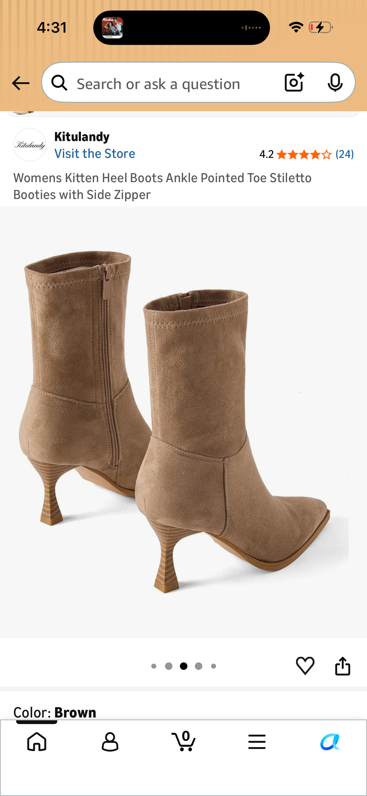 Womens Kitten Heel Boots Ankle Pointed Toe Stiletto Booties with Side Zipper (Size US 9.5 Women’s)