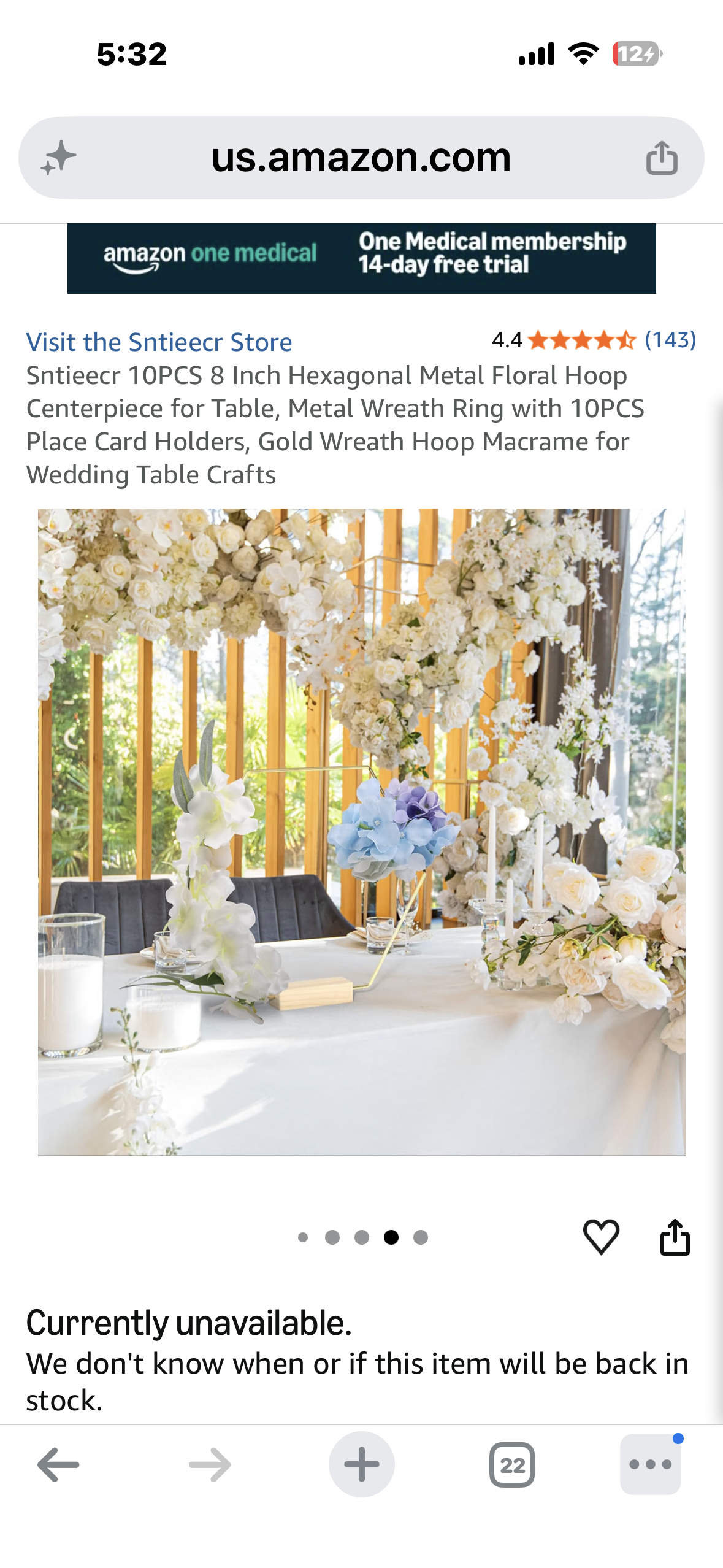 Sntieecr 10PCS, 8 Inch Hexagonal Metal Floral Hoop Centerpiece for Table, Metal Wreath Ring with 10PCS, Place Card Holders, Gold Wreath Hoop, Macrame for Wedding,Table, Ty Crafts