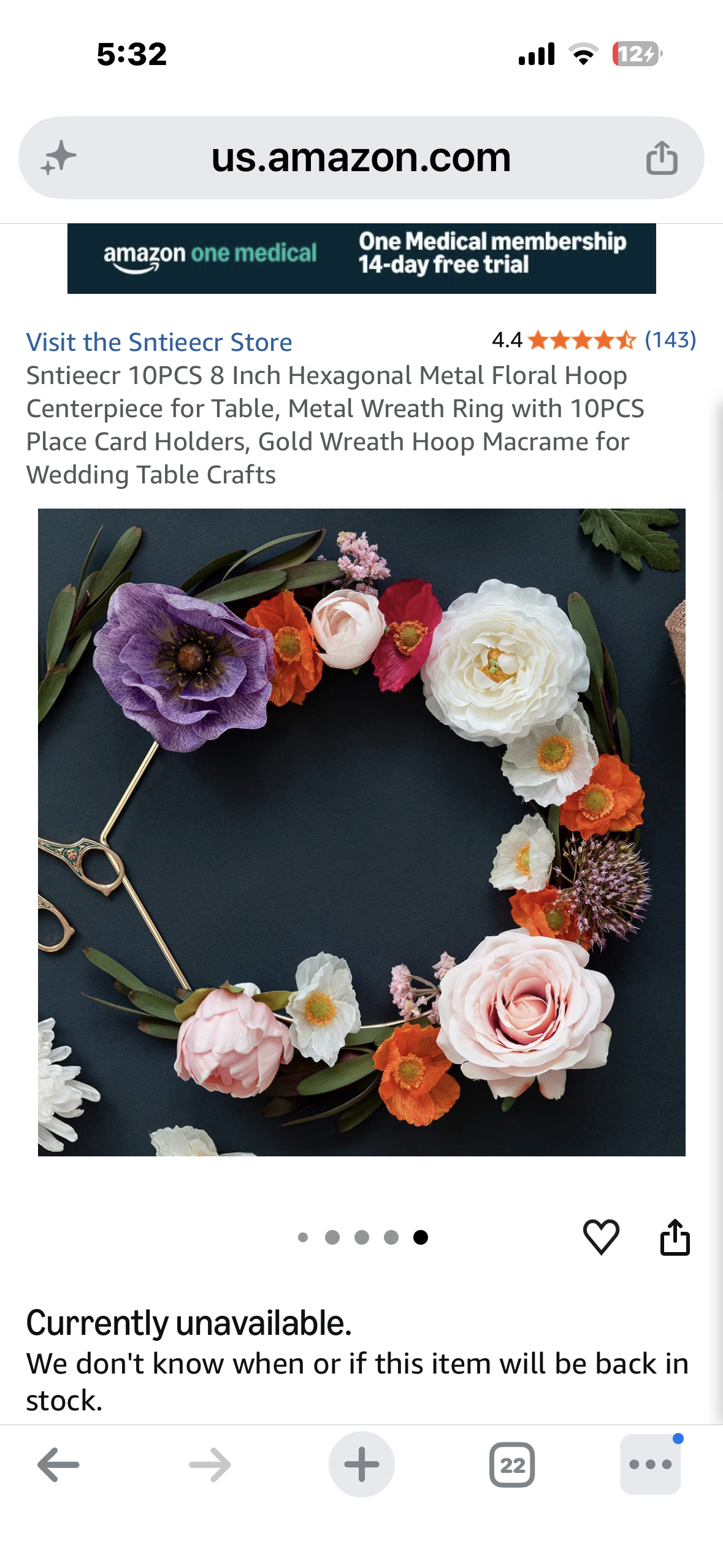 Sntieecr 10PCS, 8 Inch Hexagonal Metal Floral Hoop Centerpiece for Table, Metal Wreath Ring with 10PCS, Place Card Holders, Gold Wreath Hoop, Macrame for Wedding,Table, Ty Crafts