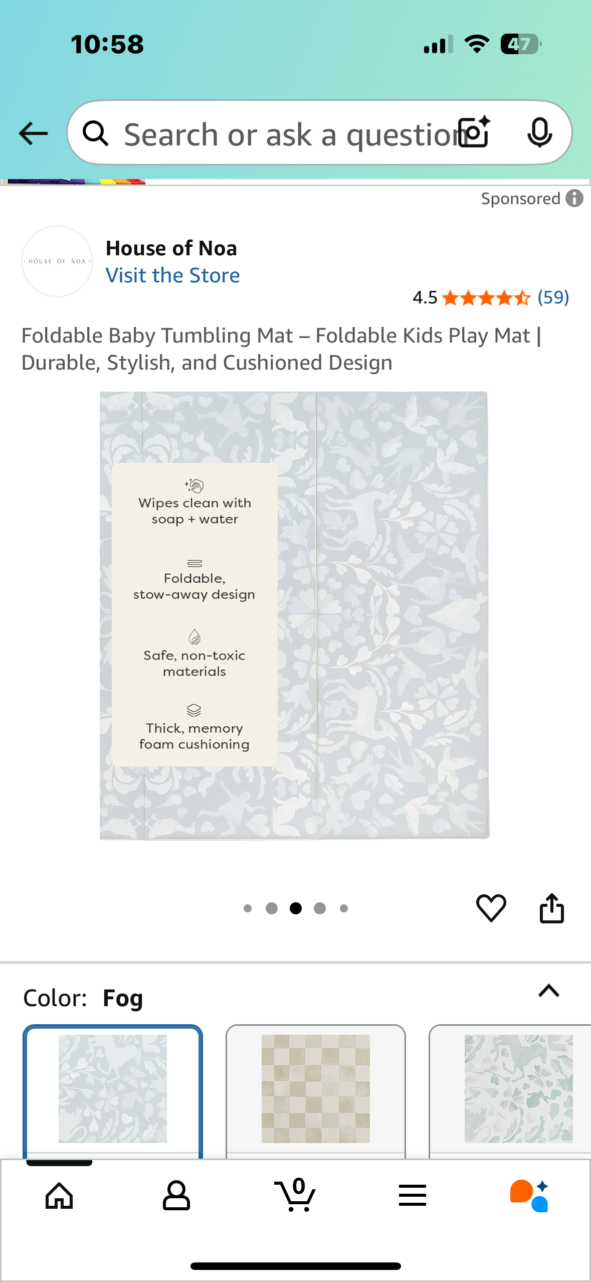 Foldable Baby Tumbling Mat – Foldable Kids Play Mat | Durable, Stylish, and Cushioned Design (W510)