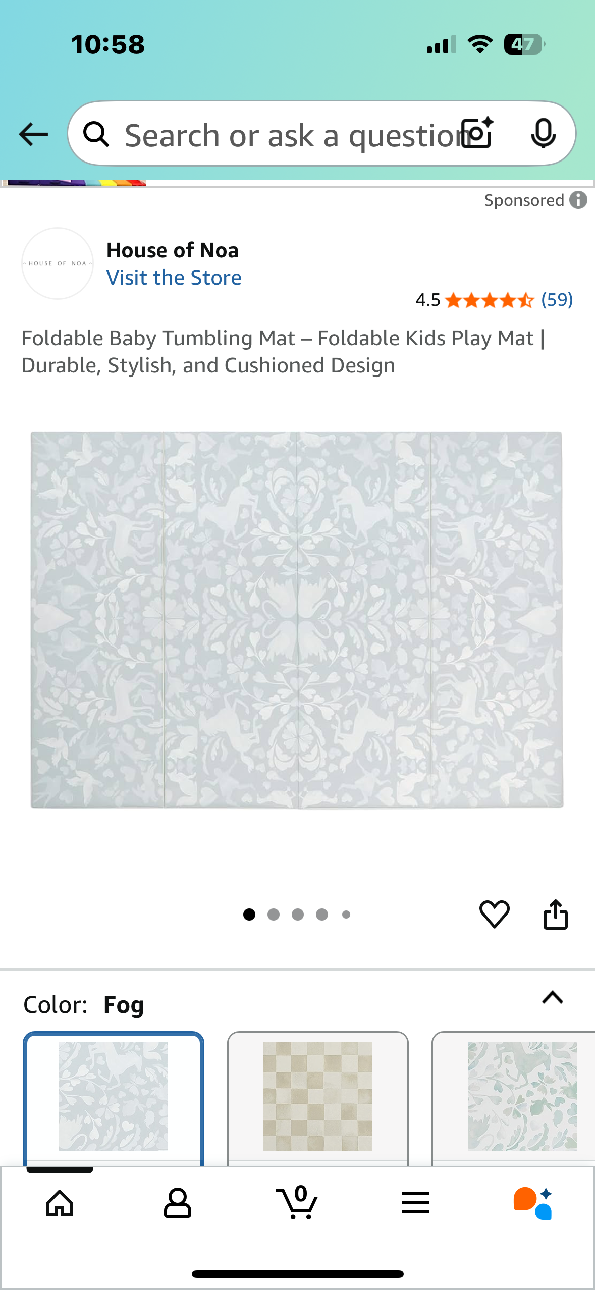 Foldable Baby Tumbling Mat – Foldable Kids Play Mat | Durable, Stylish, and Cushioned Design (W510)