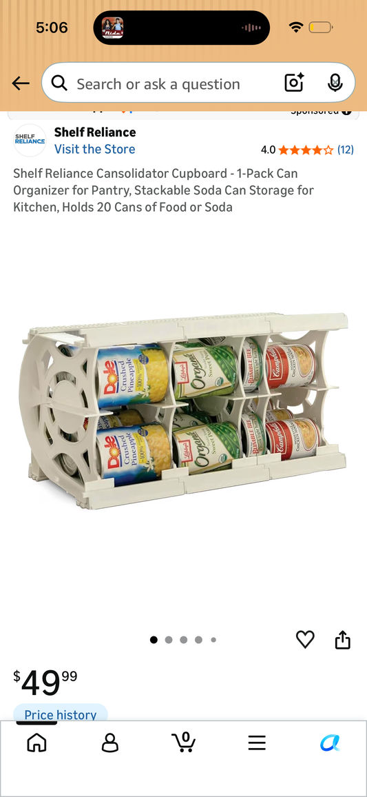 Shelf Reliance Cansolidator Cupboard - 1-Pack Can Organizer for Pantry, Stackable Soda Can Storage for Kitchen, Holds 20 Cans of Food or Soda